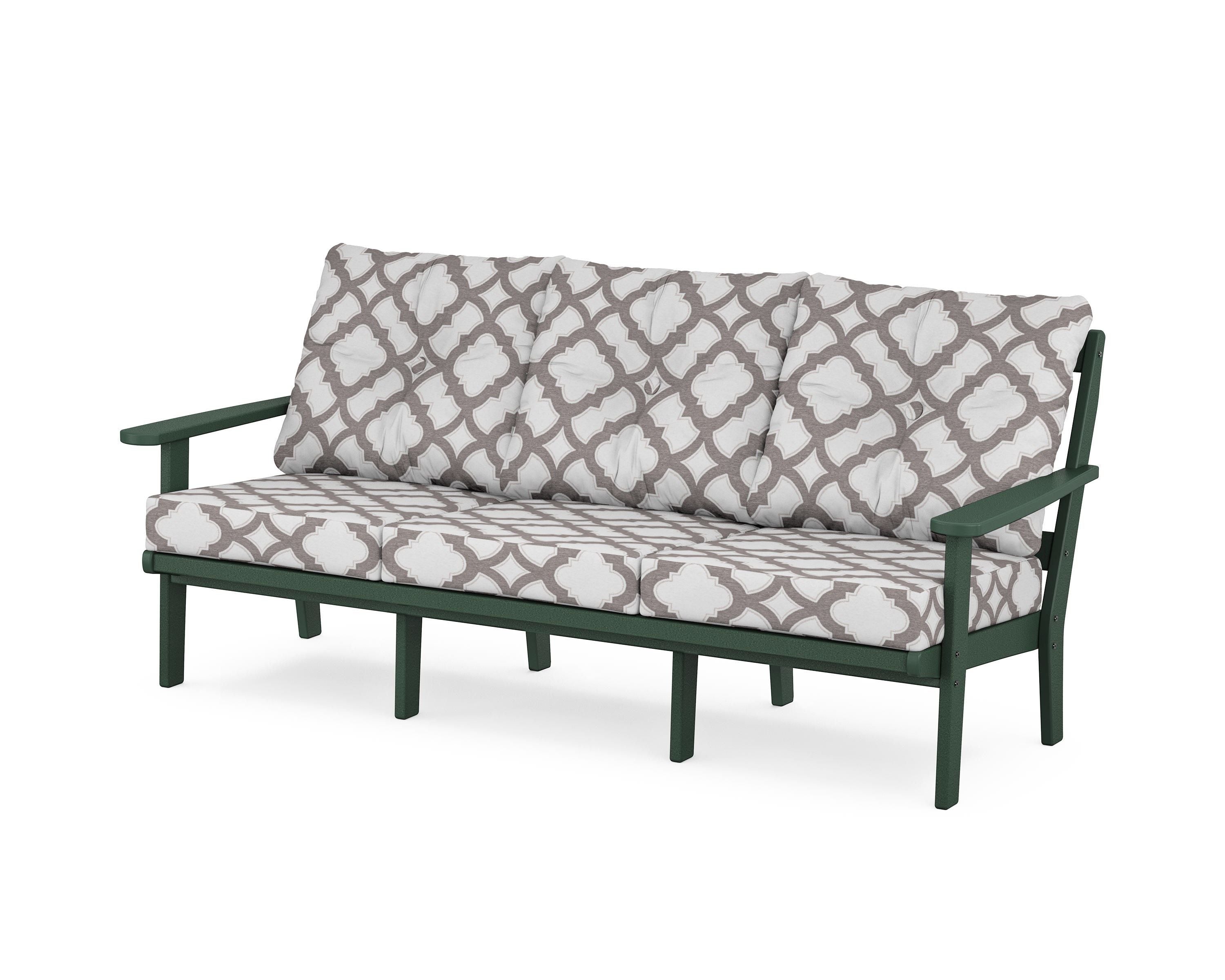 POLYWOOD® Mission Deep Seating Sofa in Green / Trellis Grey Mist