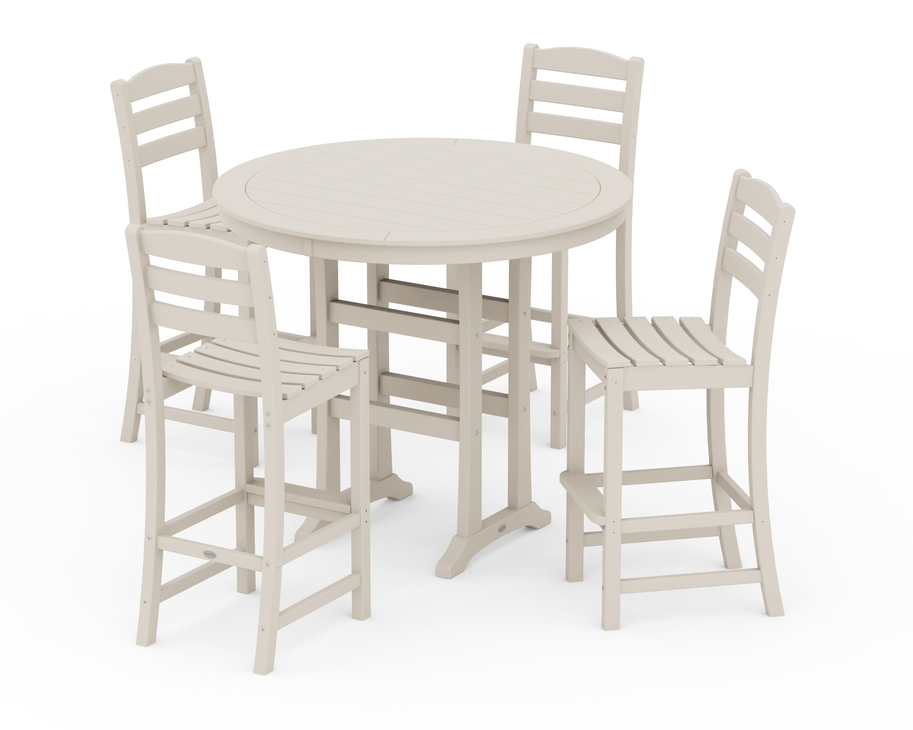 POLYWOOD® La Casa Café 5-Piece Side Chair Bar Dining Set in Sand