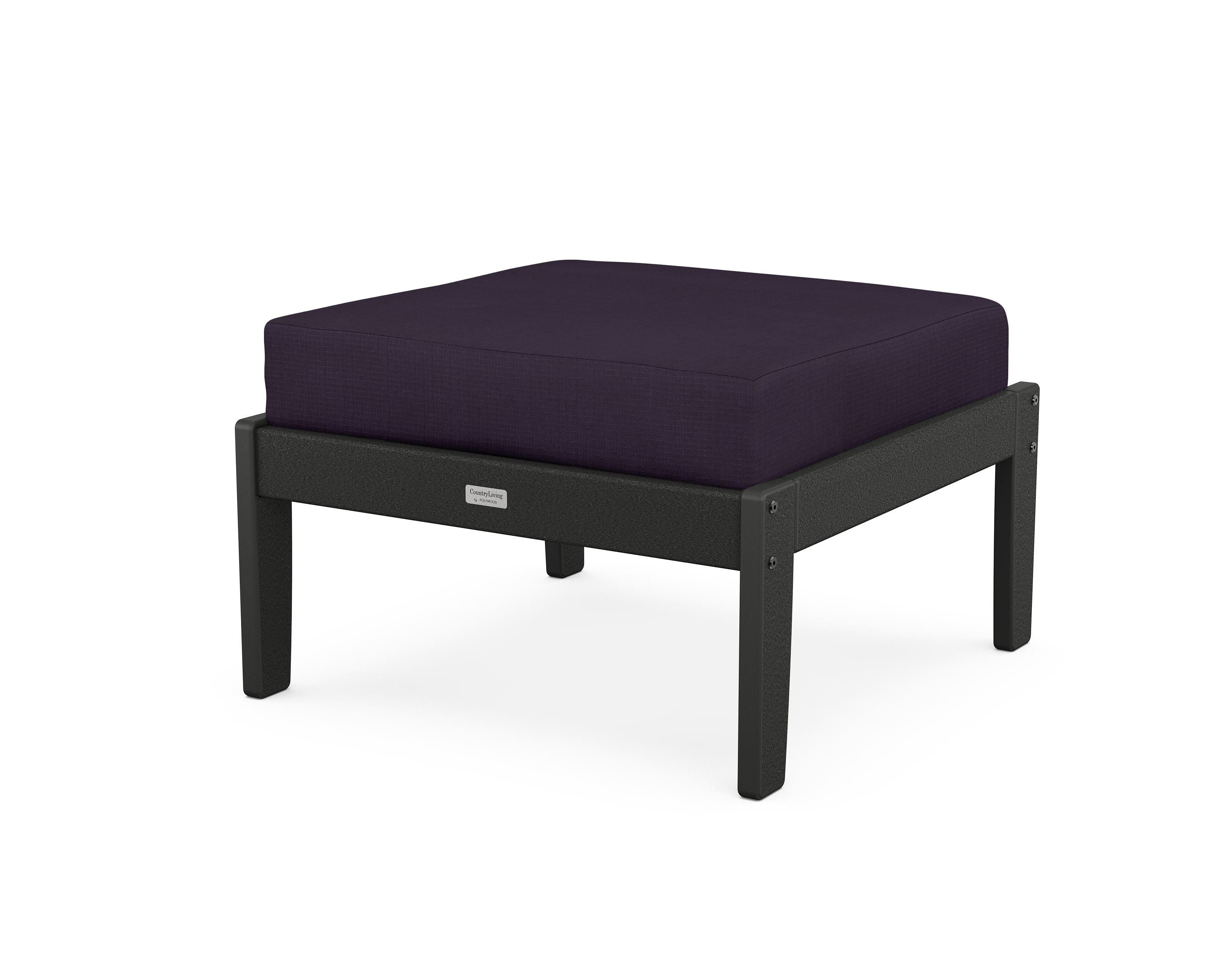 Country Living Cottage Deep Seating Ottoman in Black / Navy Linen