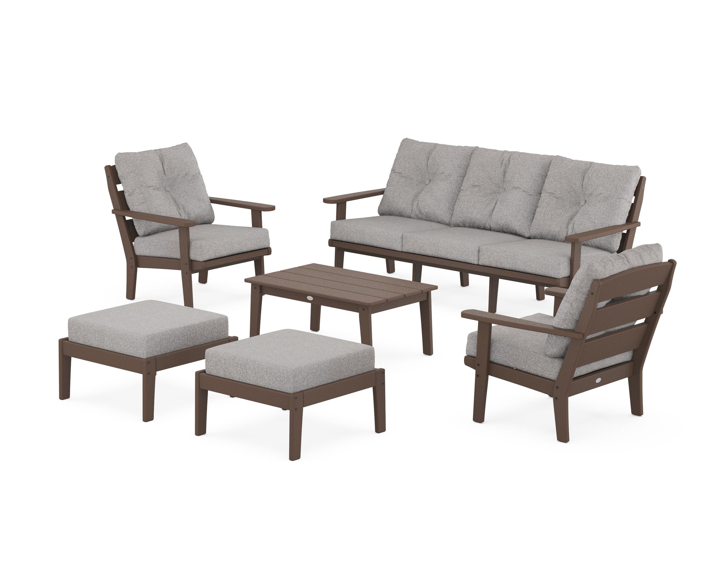 POLYWOOD® Lakeside 6-Piece Lounge Sofa Set in Mahogany / Grey Mist