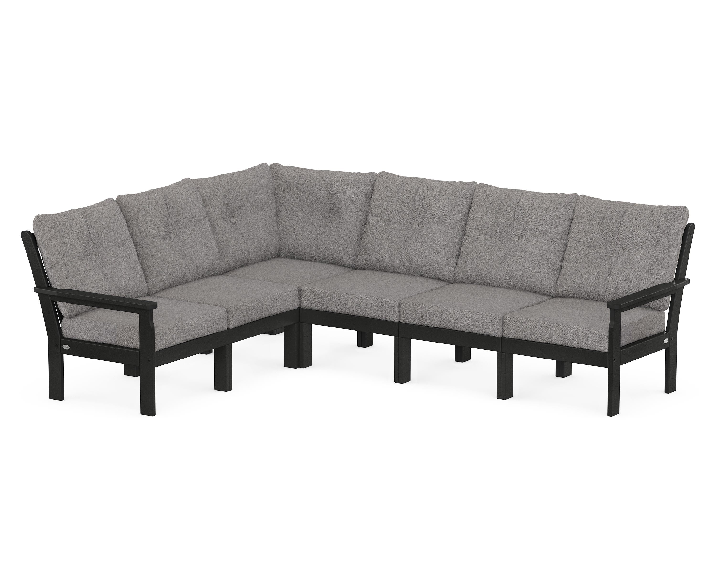 POLYWOOD® Vineyard 6-Piece Sectional in Black / Grey Mist
