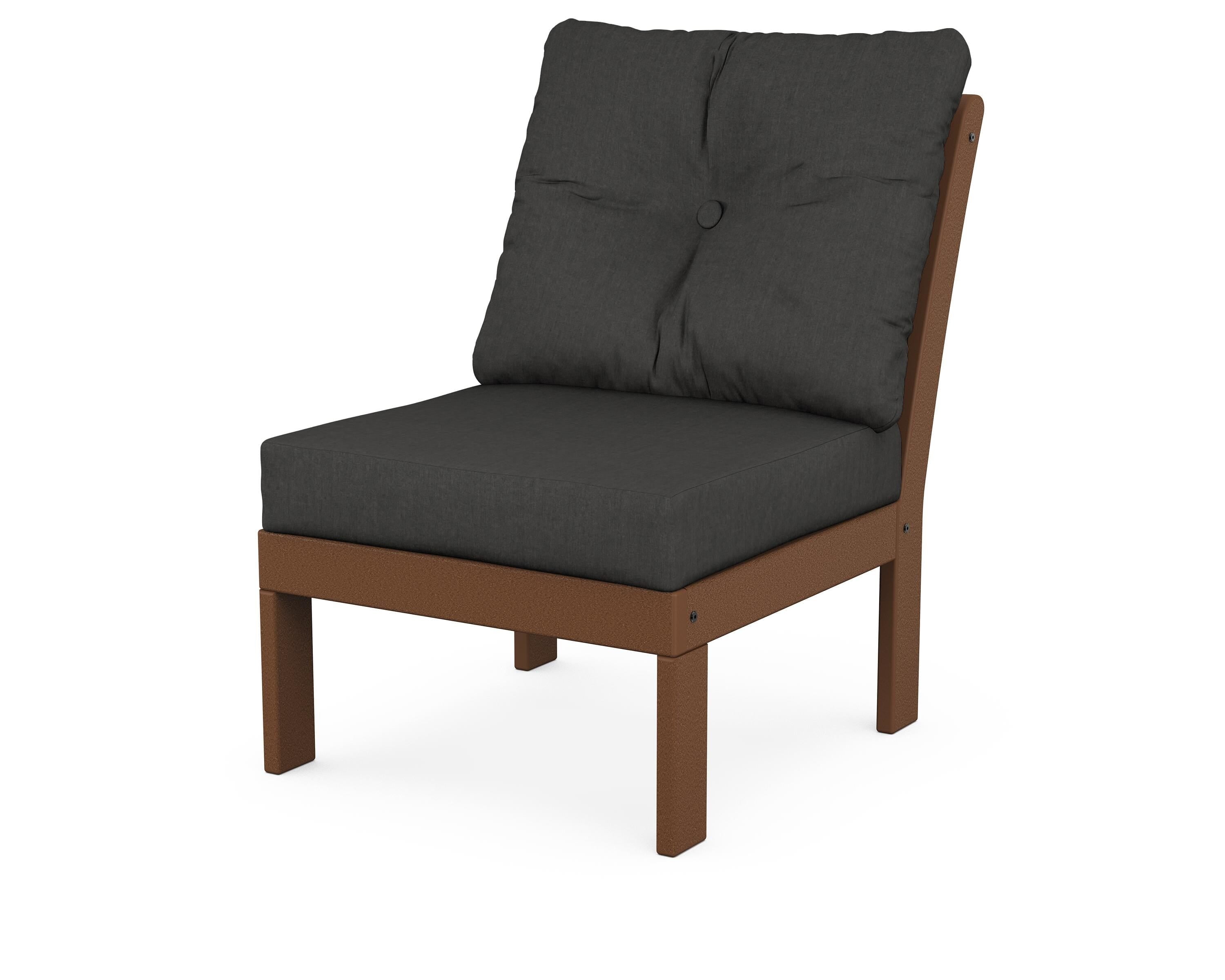 POLYWOOD® Vineyard Modular Armless Chair in Teak / Spectrum Carbon