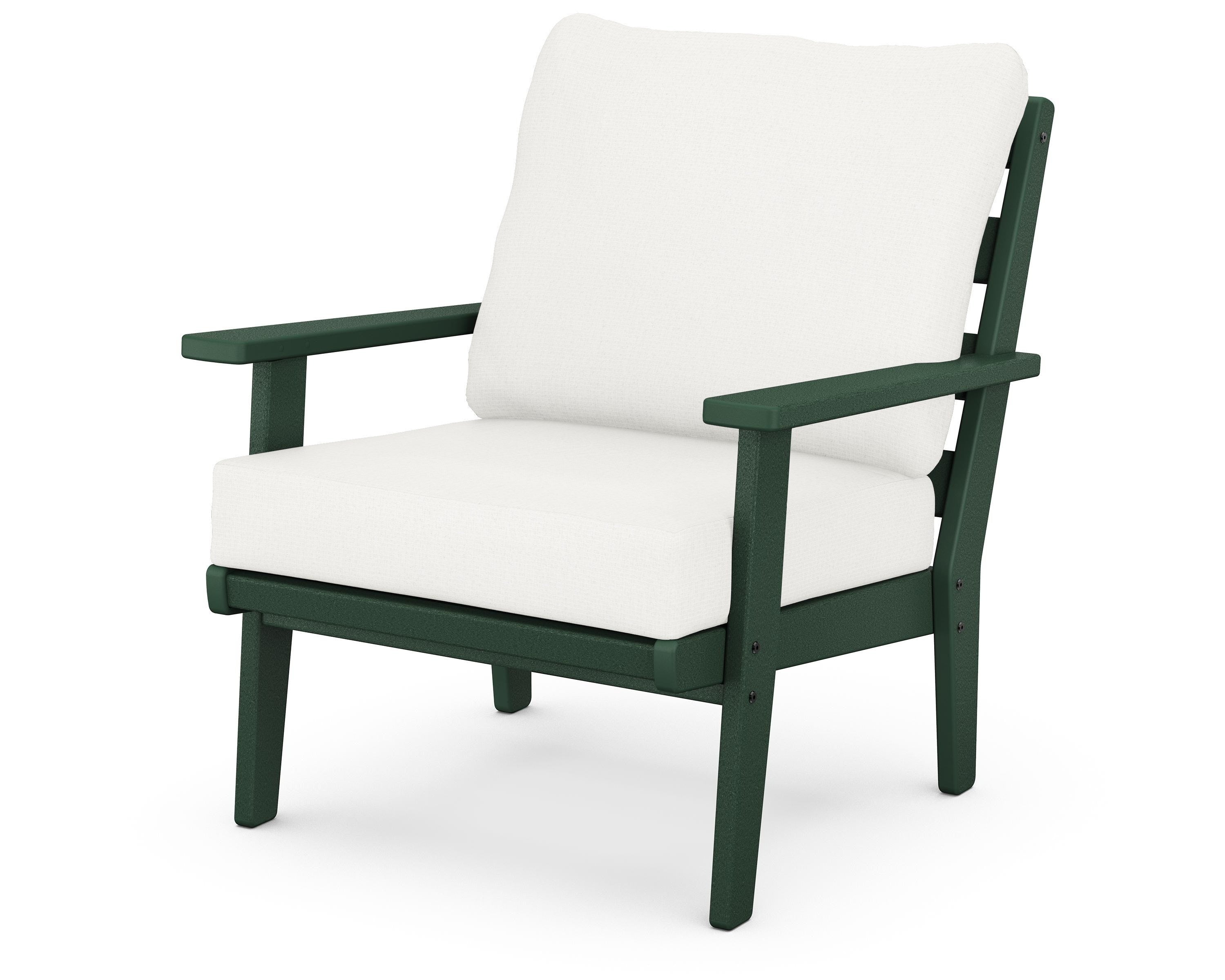 POLYWOOD® Grant Park Deep Seating Chair in Green / Natural Linen
