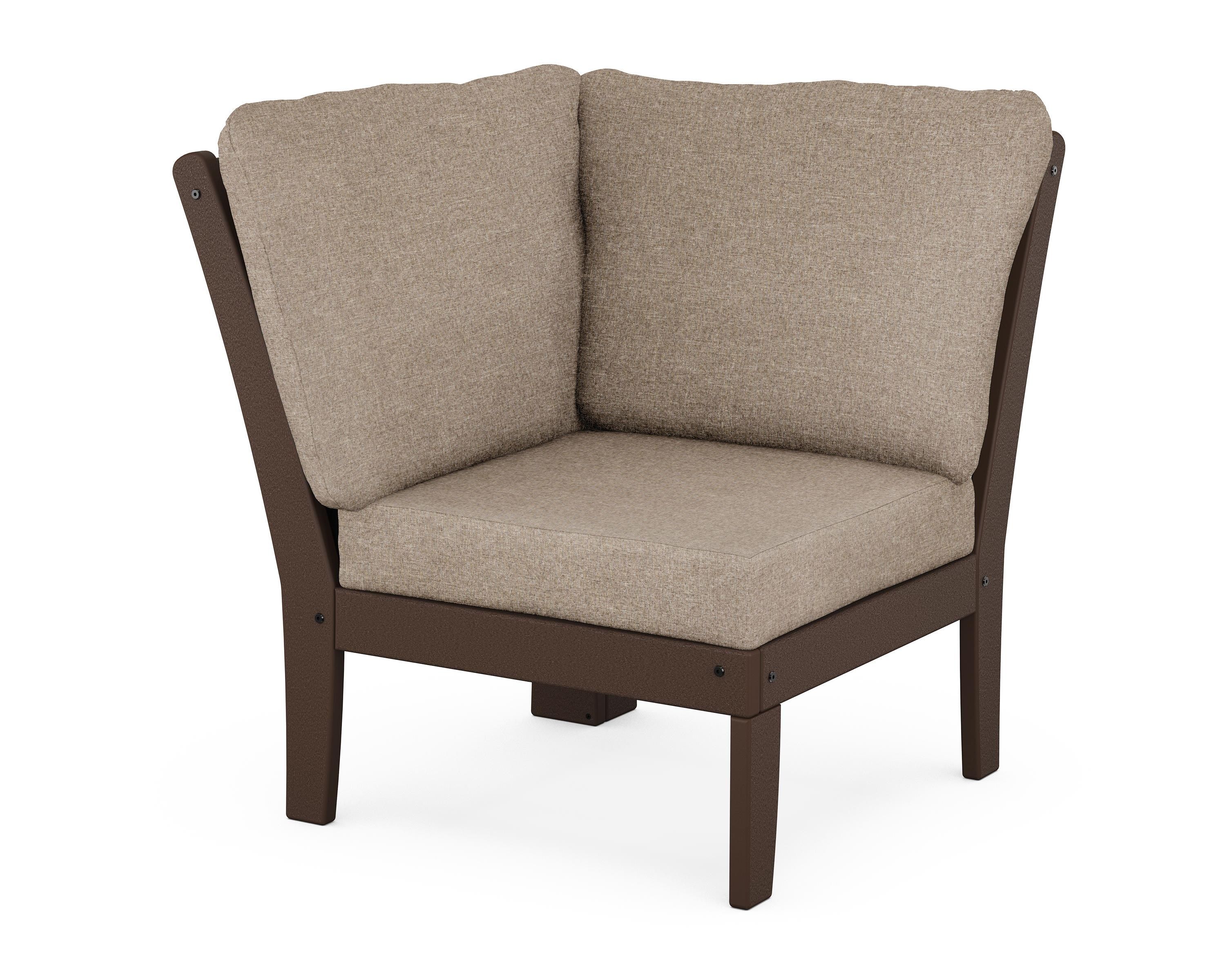 POLYWOOD® Braxton Modular Corner Chair in Mahogany / Spiced Burlap