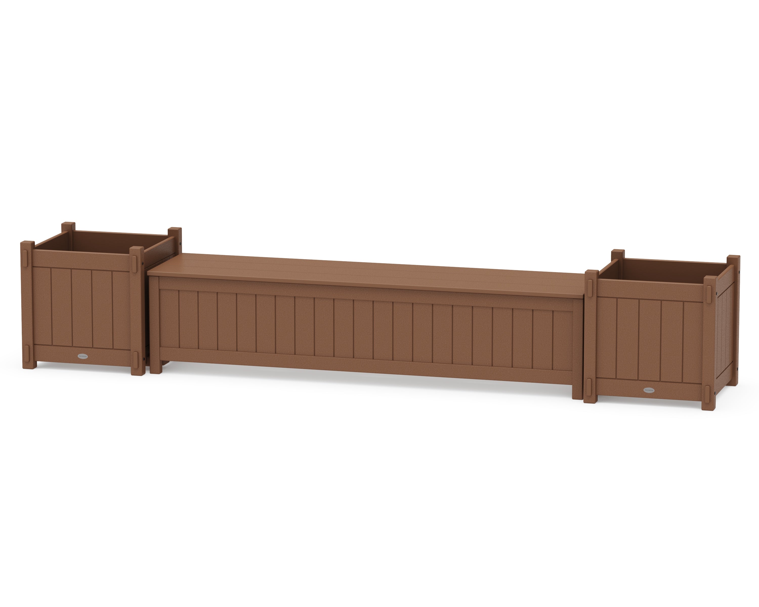 POLYWOOD® 72" Vineyard Straight Planter Storage Bench Set- Large in Teak