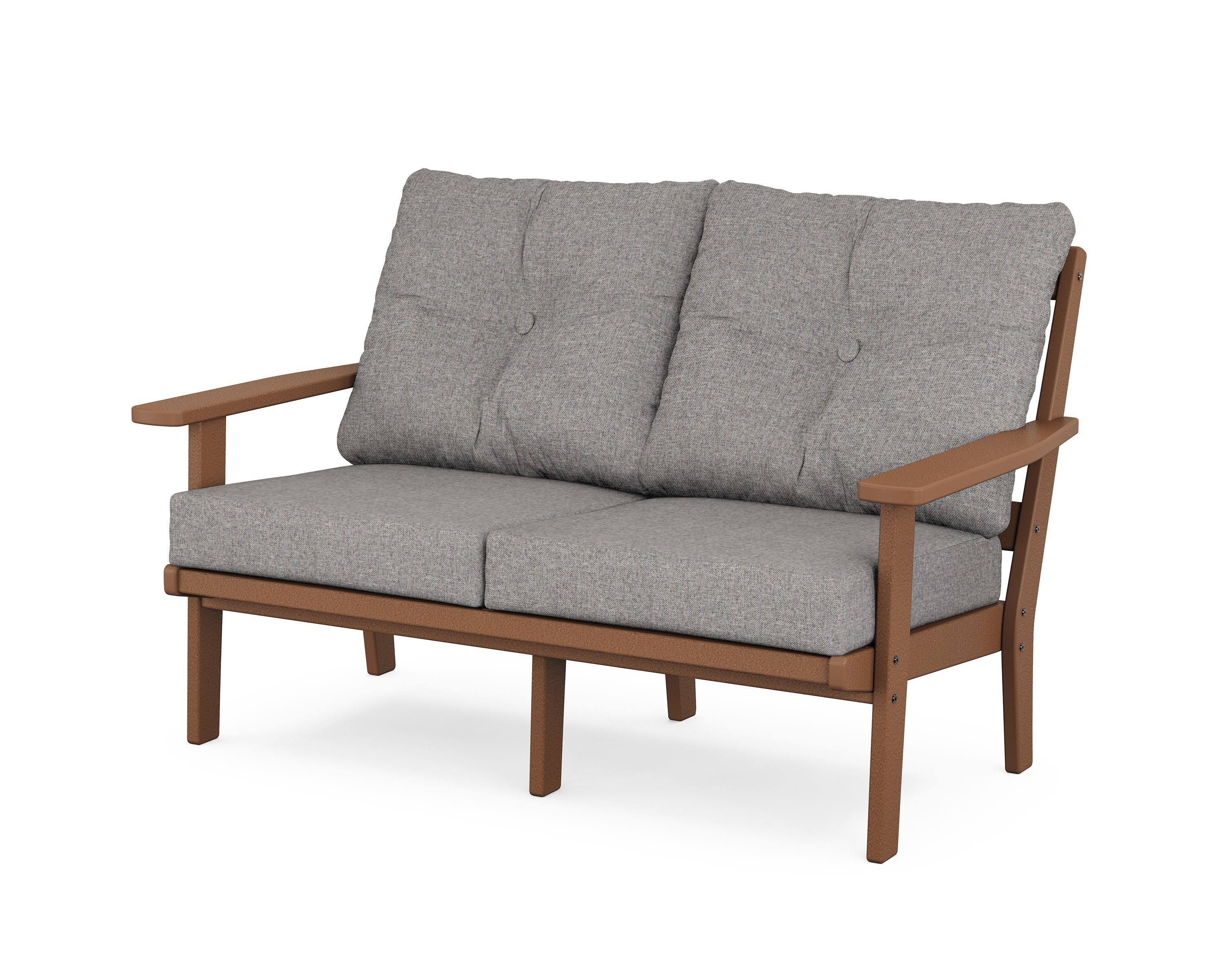 POLYWOOD® Prairie Deep Seating Loveseat in Teak / Grey Mist