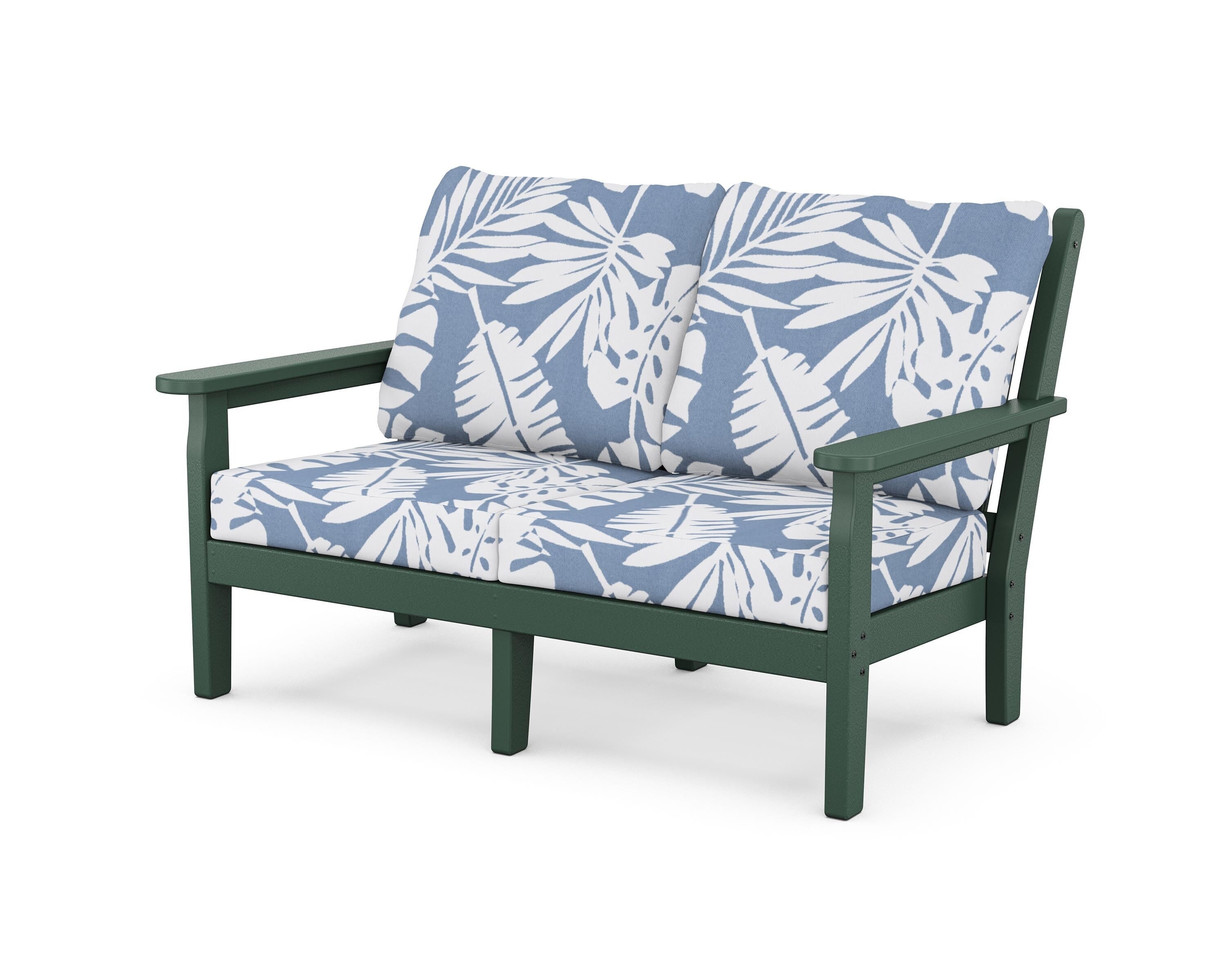 POLYWOOD® Chippendale Deep Seating Loveseat in Green / Leaf Sky Blue