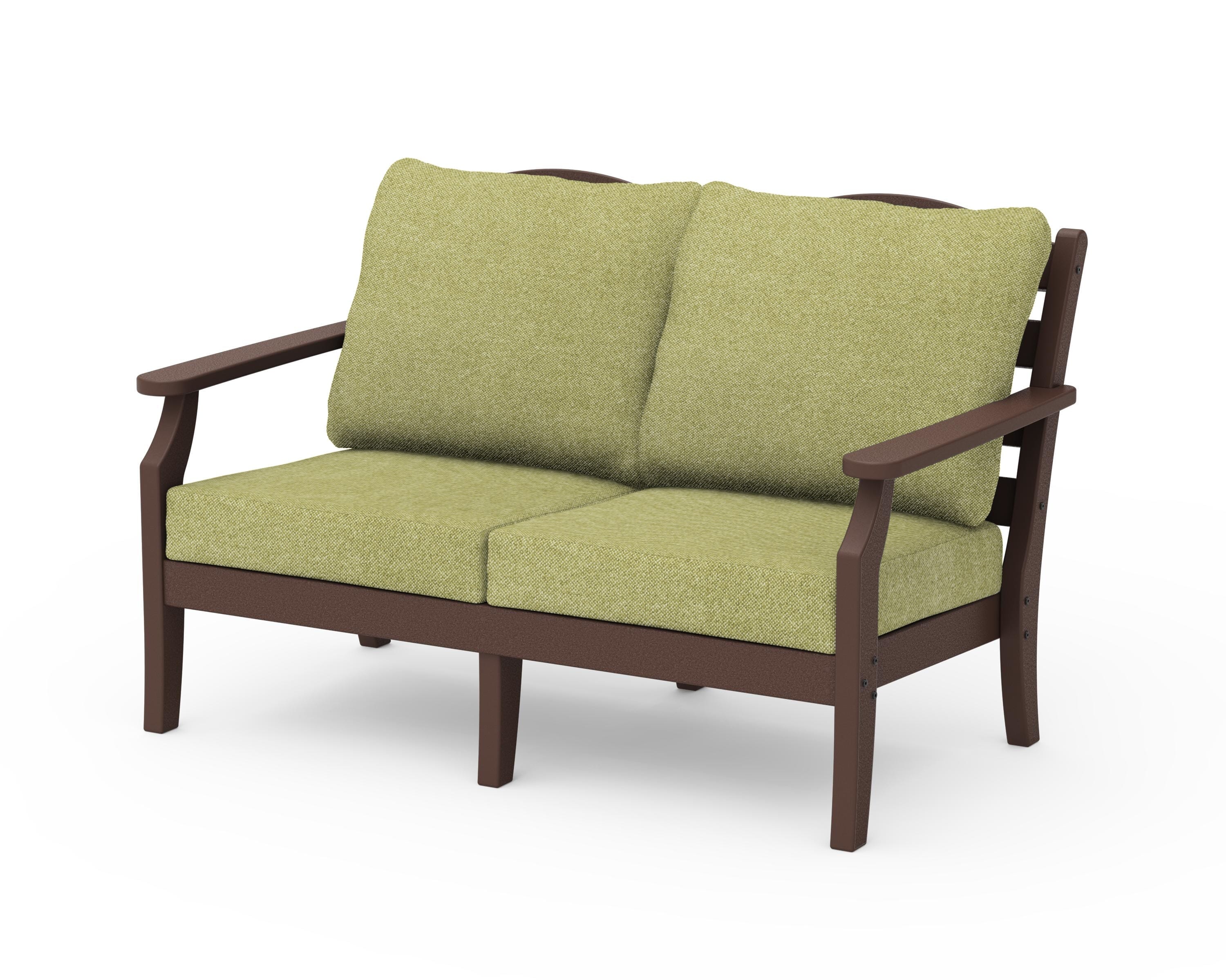 Draper James™ by POLYWOOD® Savannah Deep Seating Loveseat in Mahogany / Chartreuse Boucle