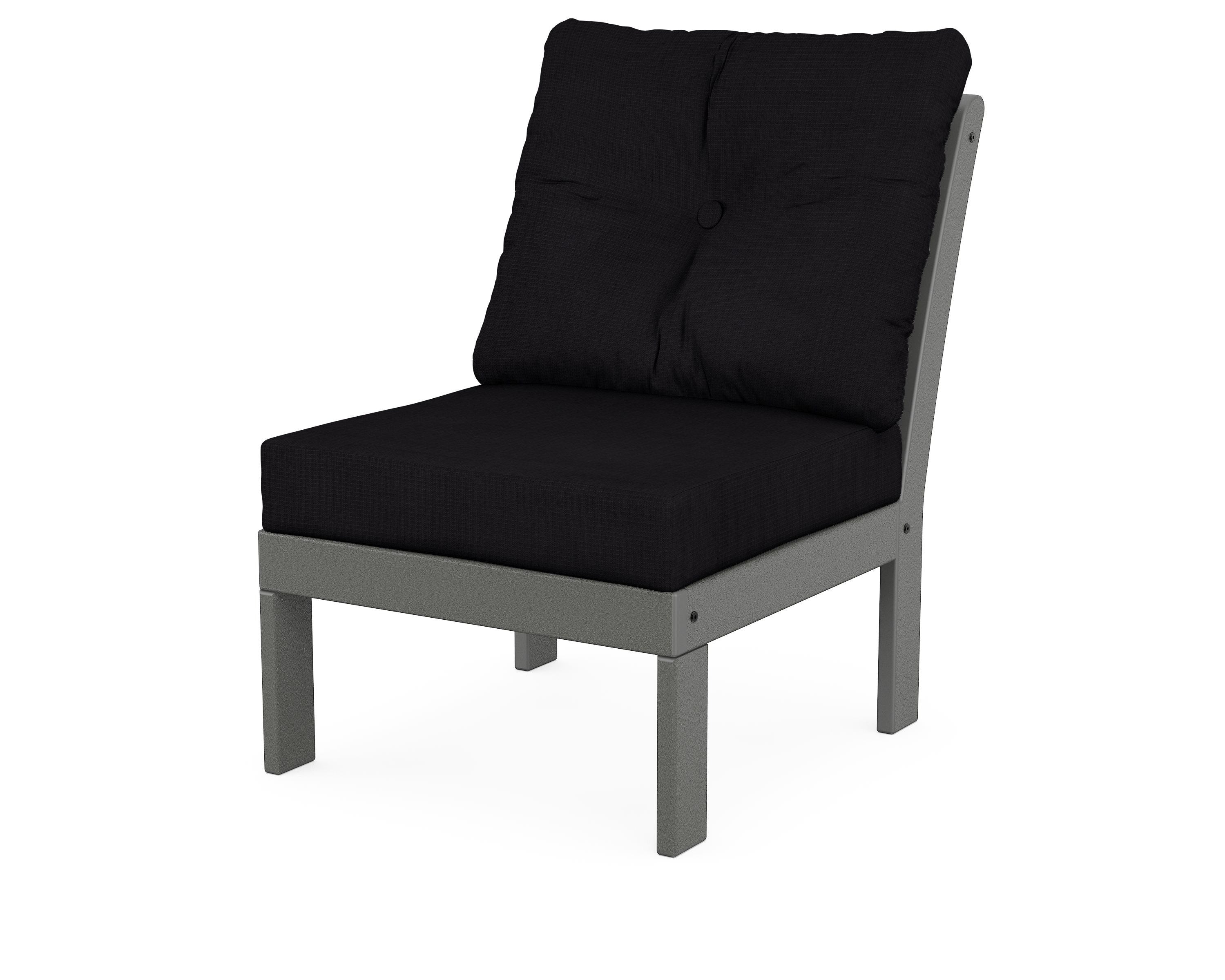 POLYWOOD® Vineyard Modular Armless Chair in Slate Grey / Midnight Linen