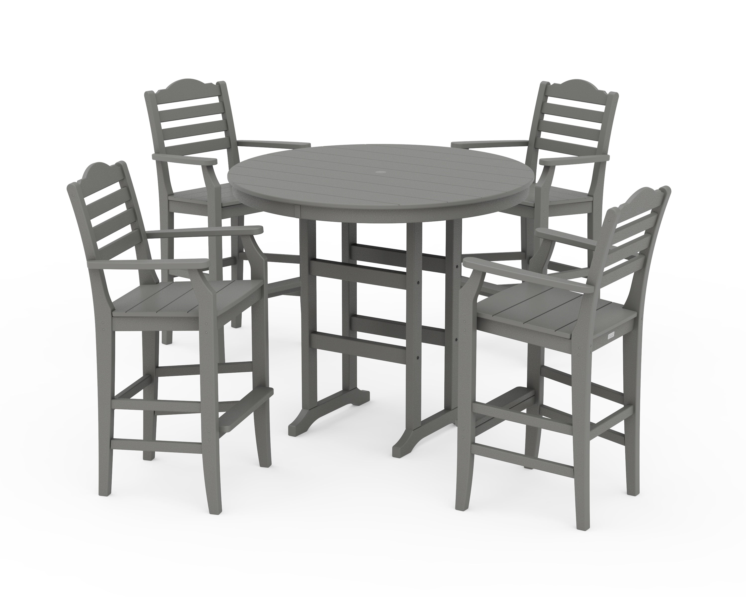 Draper James™ by POLYWOOD® Savannah 5-Piece Round Farmhouse Bar Set in Slate Grey