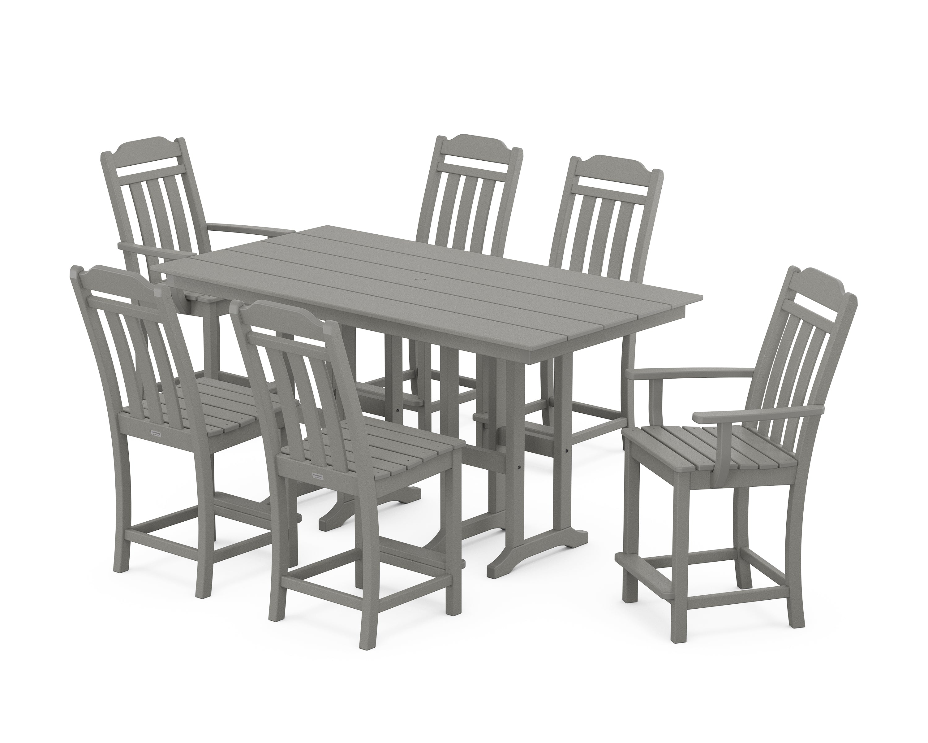 Country Living Cottage 7-Piece Farmhouse Counter Set in Slate Grey