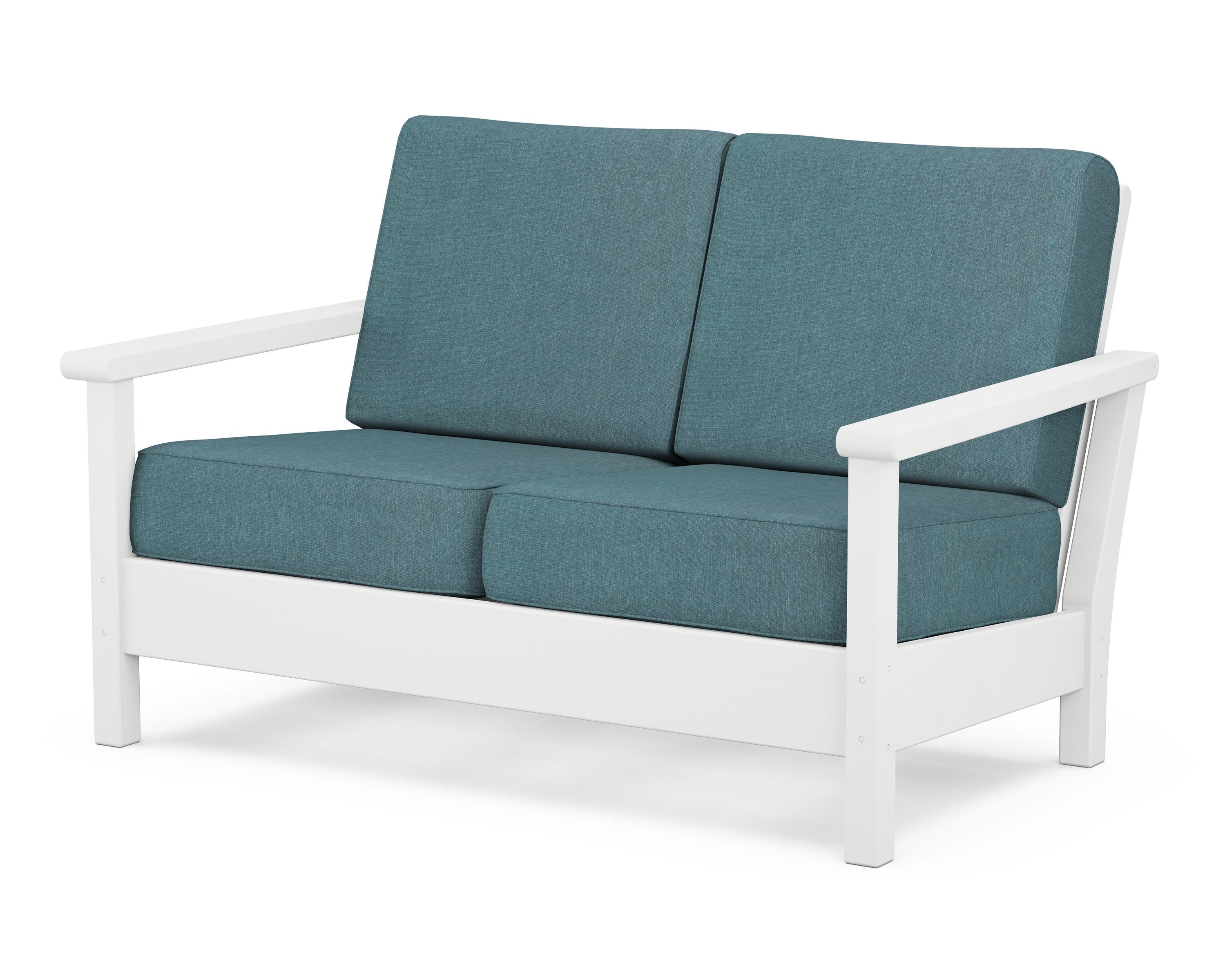 POLYWOOD® Harbour Deep Seating Loveseat in White / Ocean Teal