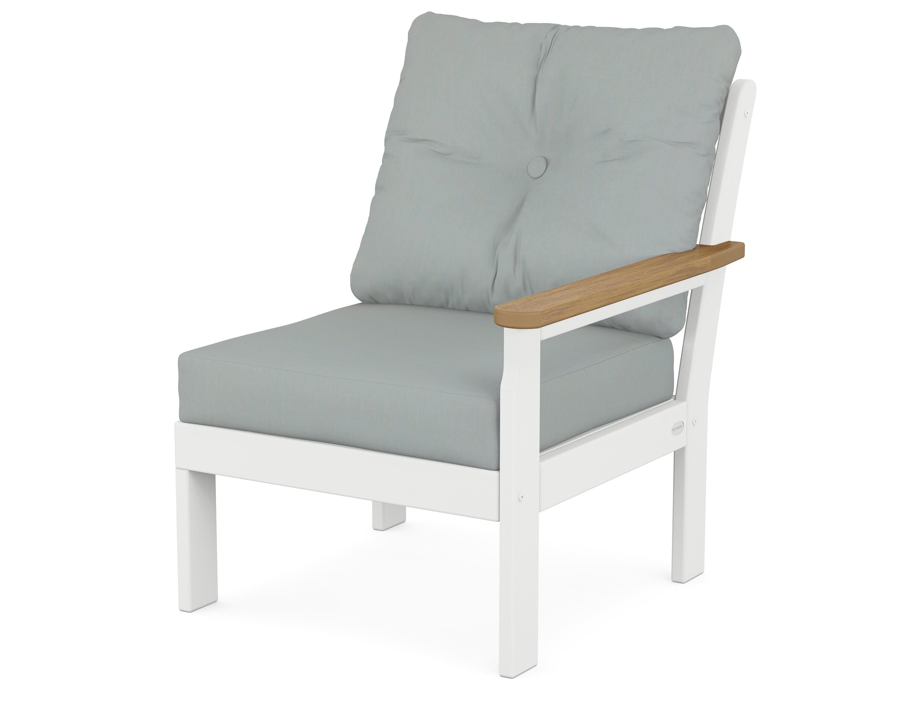 POLYWOOD® Vineyard Modular Right Arm Chair in White / Natural / Spa