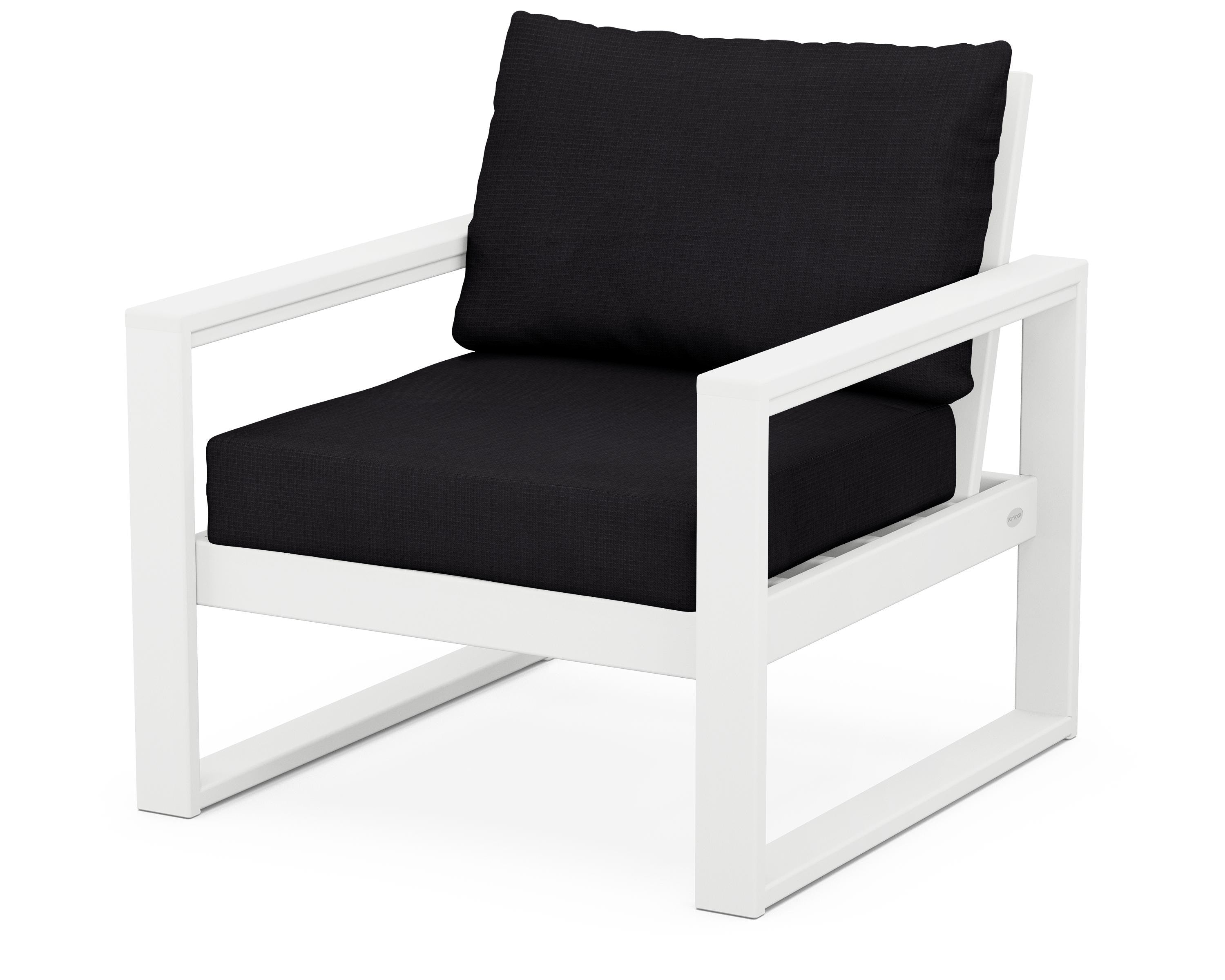 POLYWOOD® EDGE Club Chair in White / Midnight Linen