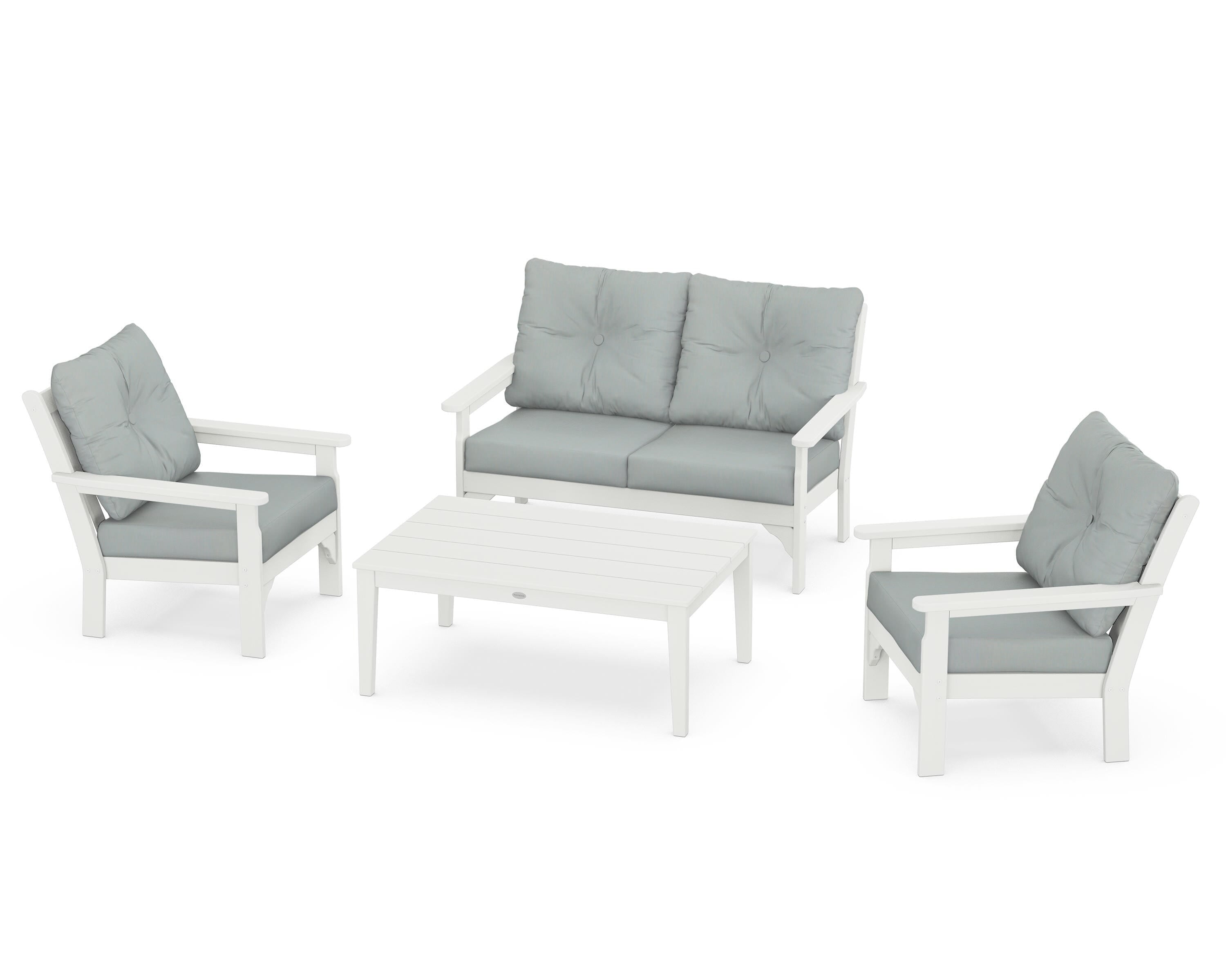POLYWOOD® Vineyard 4-Piece Deep Seating Set in Vintage White / Spa