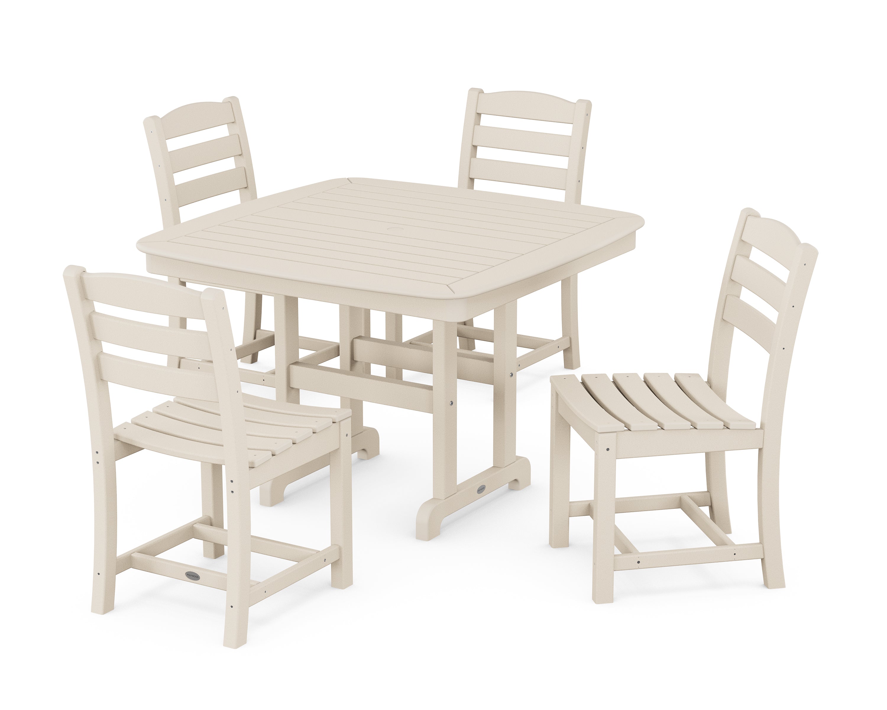 POLYWOOD® La Casa Café Side Chair 5-Piece Dining Set with Trestle Legs in Sand