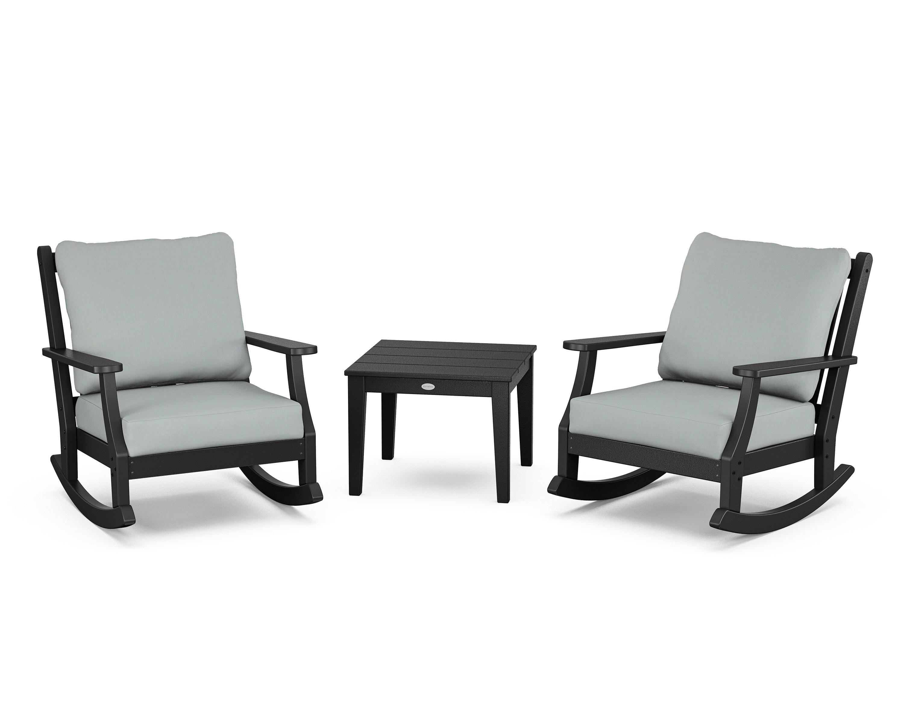 Country Living Wovendale 3-Piece Deep Seating Rocker Set in Black / Spa