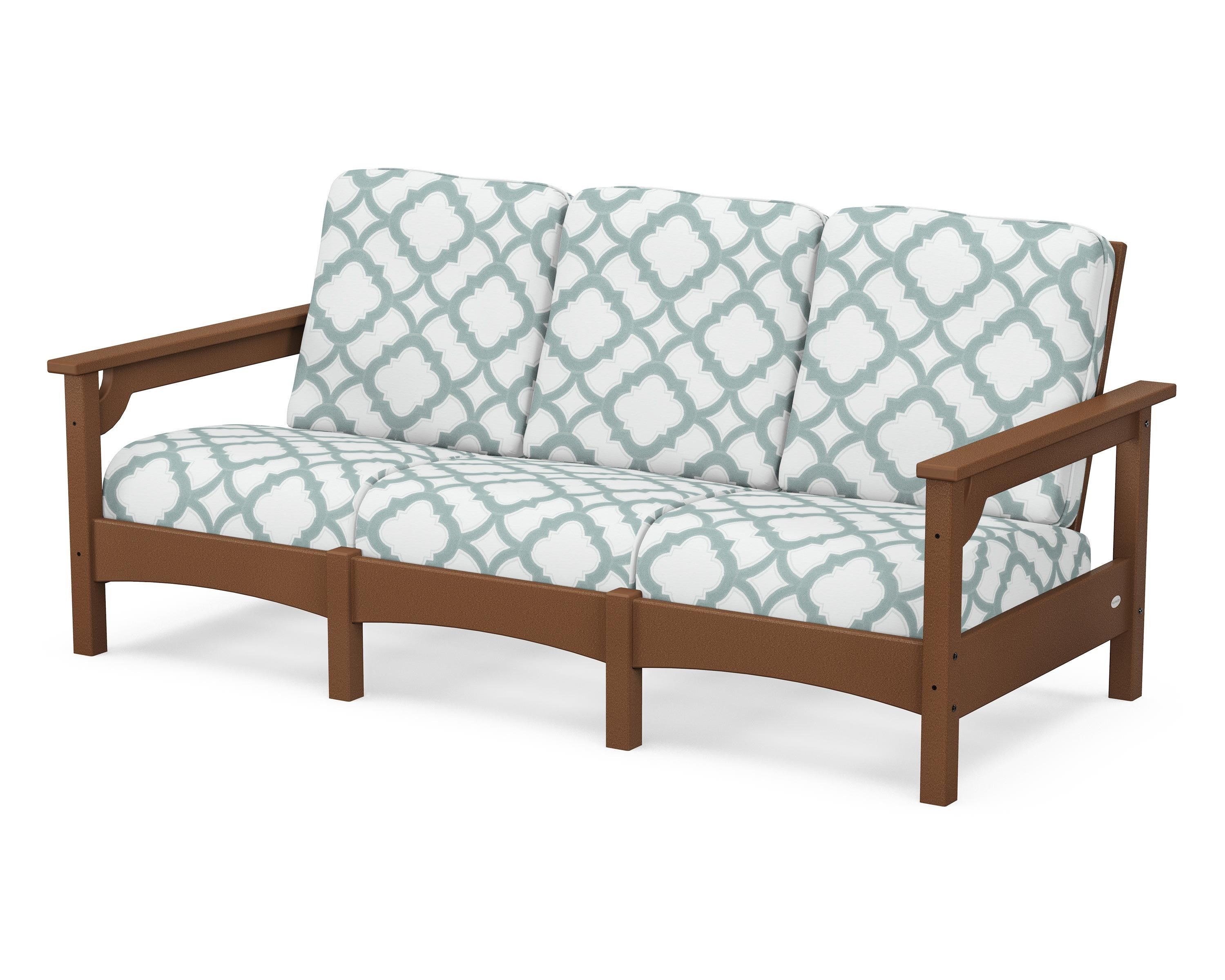 POLYWOOD® Club Sofa in Teak / Trellis Glacier Spa