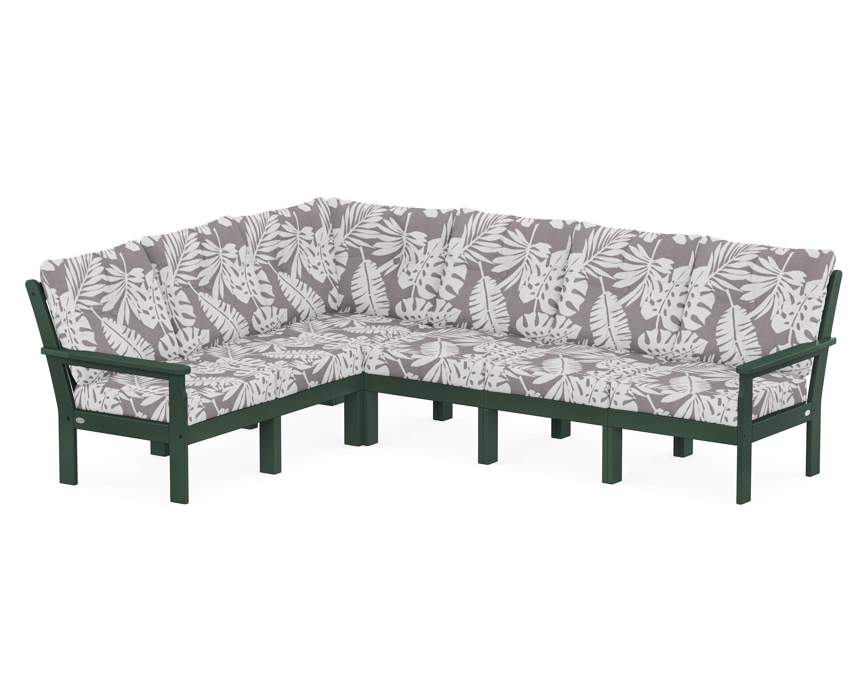 POLYWOOD® Vineyard 6-Piece Sectional in Green / Leaf Grey Mist