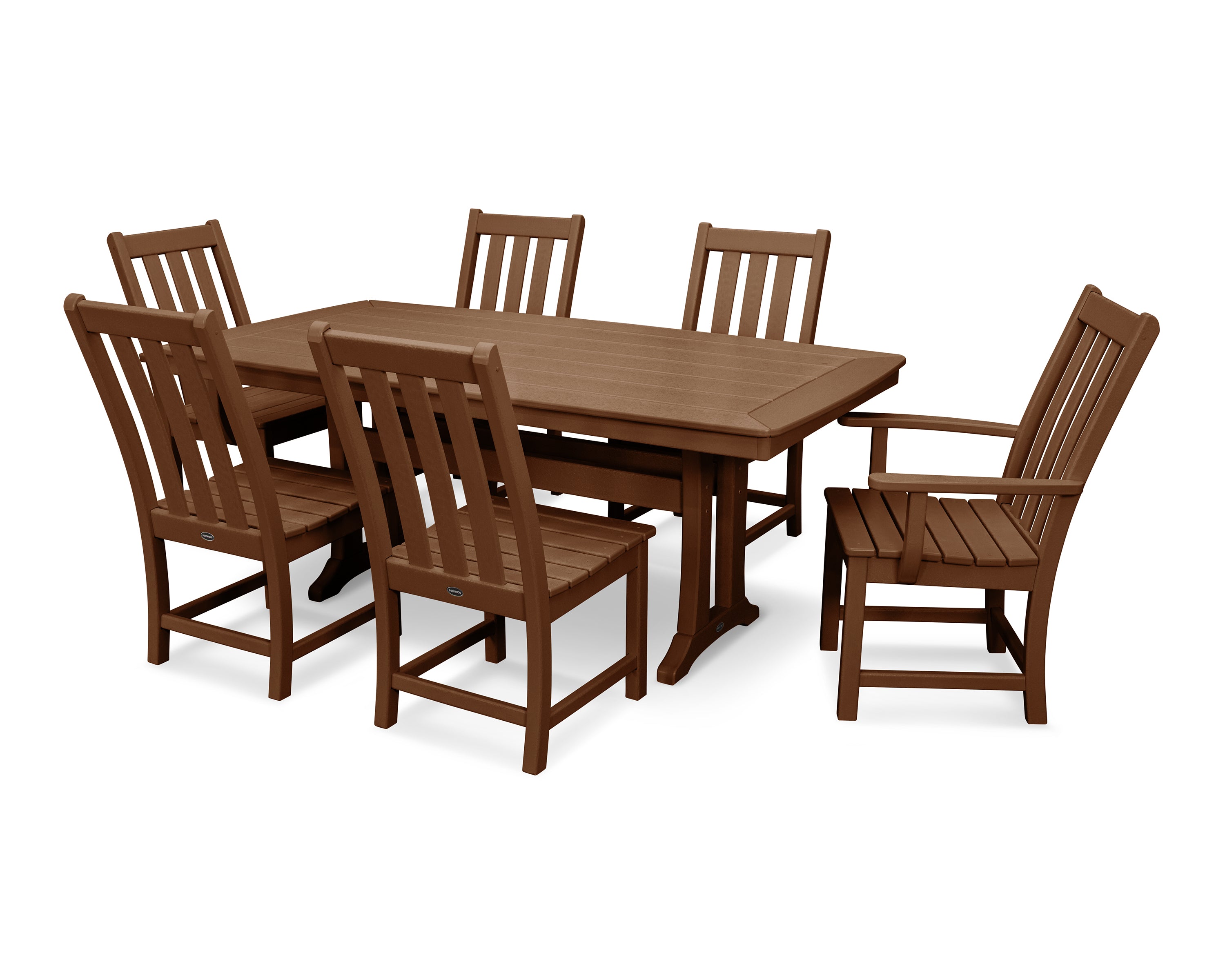 POLYWOOD® Vineyard 7-Piece Dining Set with Trestle Legs in Teak