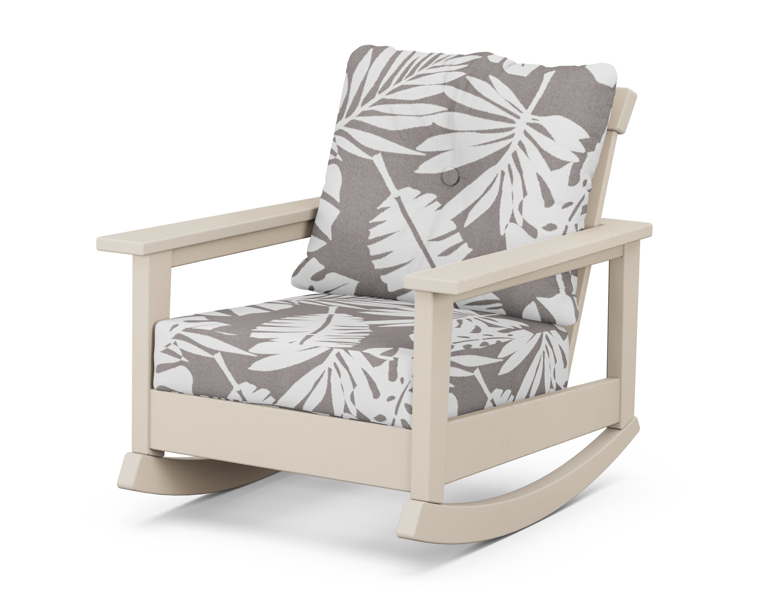 POLYWOOD® Prescott Deep Seating Rocking Chair in Sand / Leaf Grey Mist