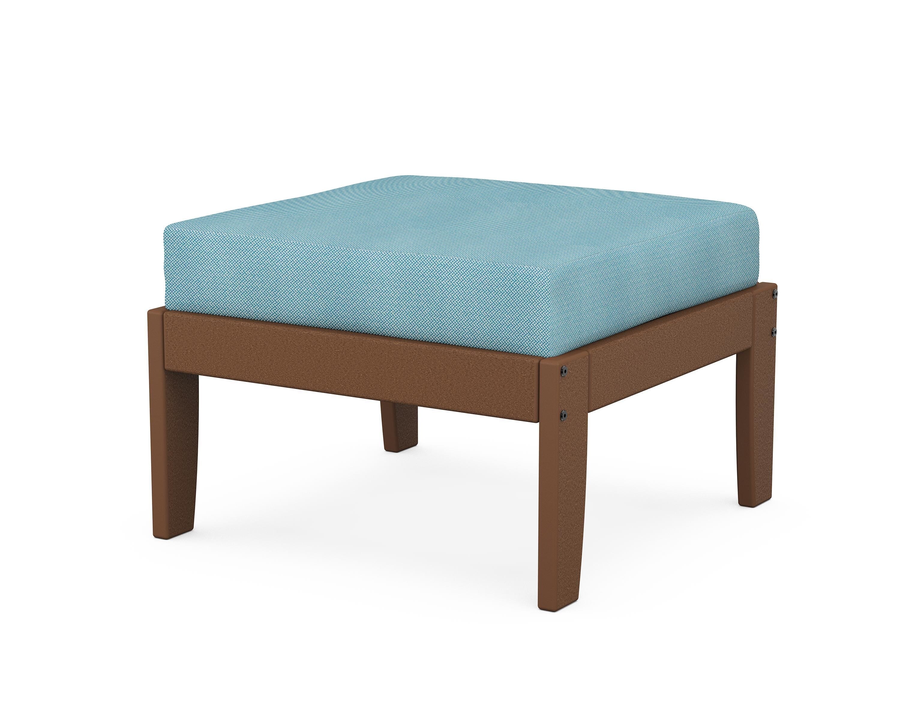 Unbranded Modular Ottoman - Classic in Teak / Lattice Sky Blue