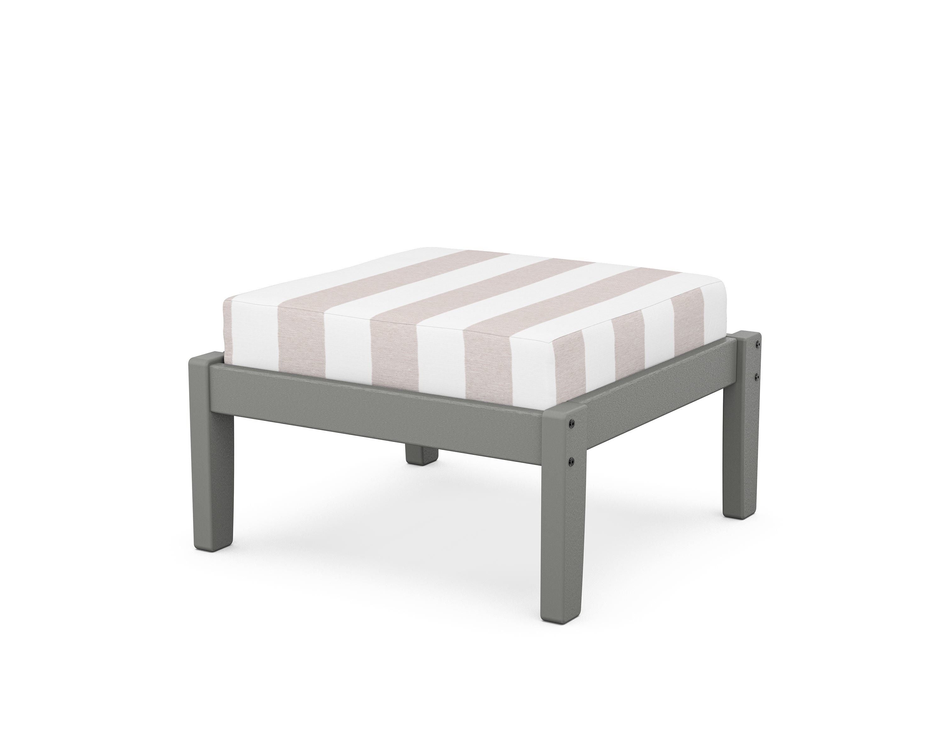 Unbranded Deep Seating Ottoman in Slate Grey / Cabana Stripe Dune Burlap