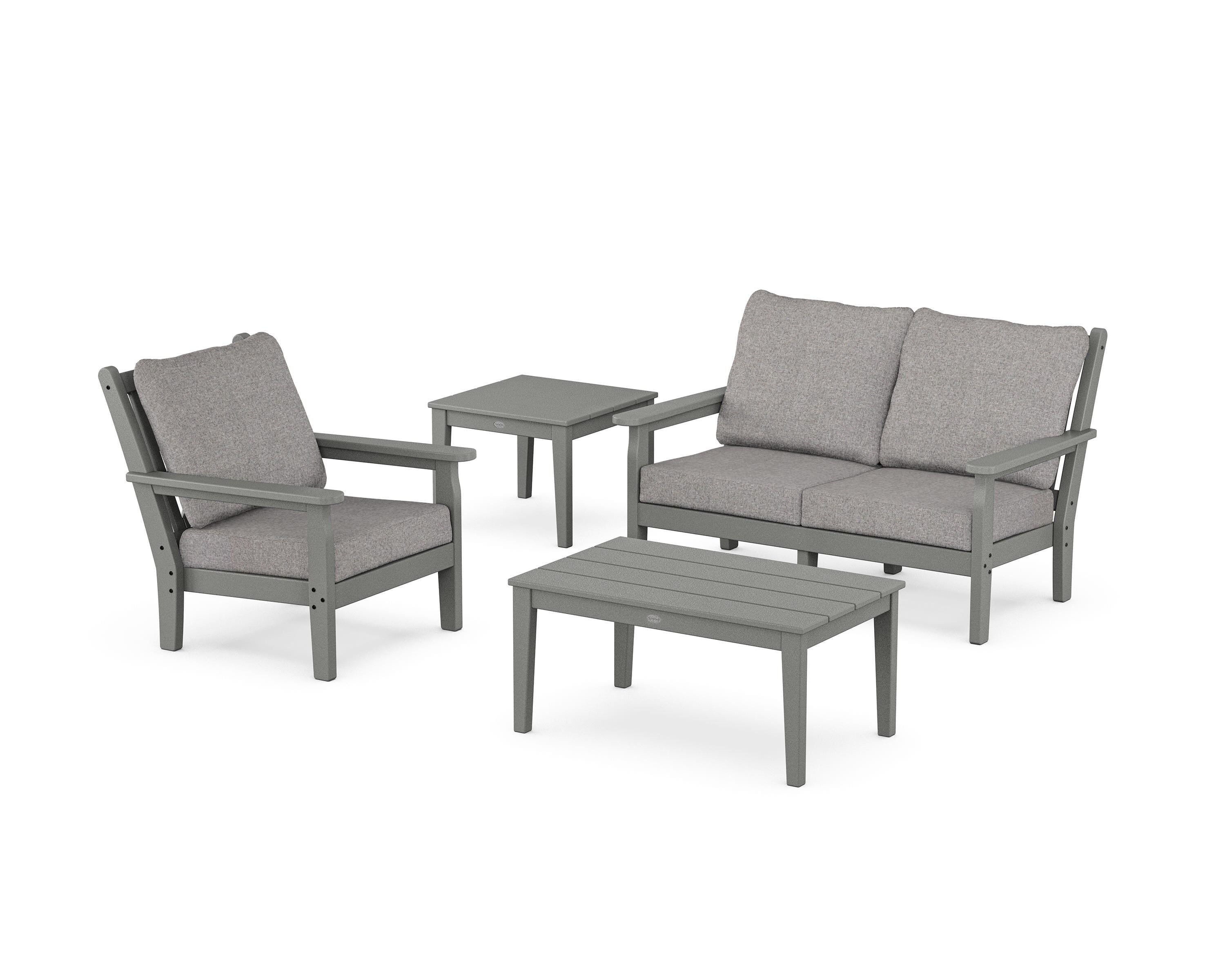 POLYWOOD® Chippendale 4-Piece Deep Seating Set in Slate Grey / Grey Mist