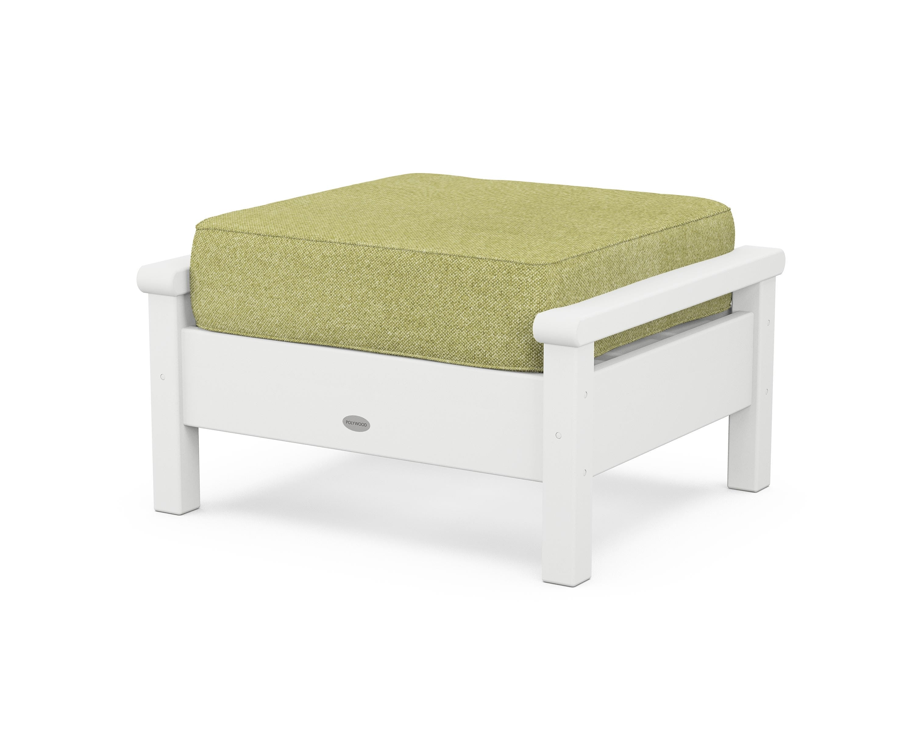 POLYWOOD® Harbour Deep Seating Ottoman in White / Chartreuse Boucle