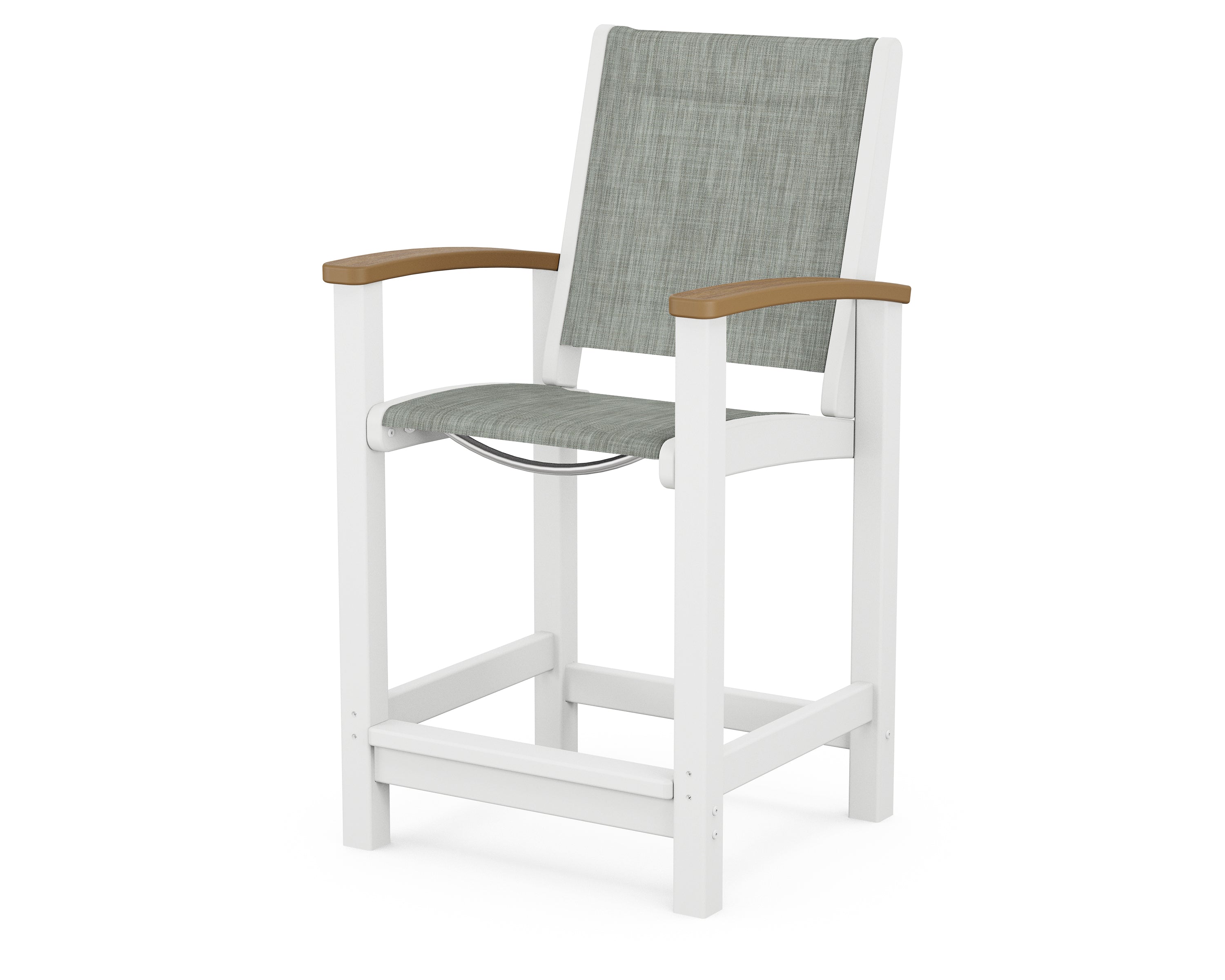POLYWOOD® Coastal Counter Chair in White / Natural / Birch Sling