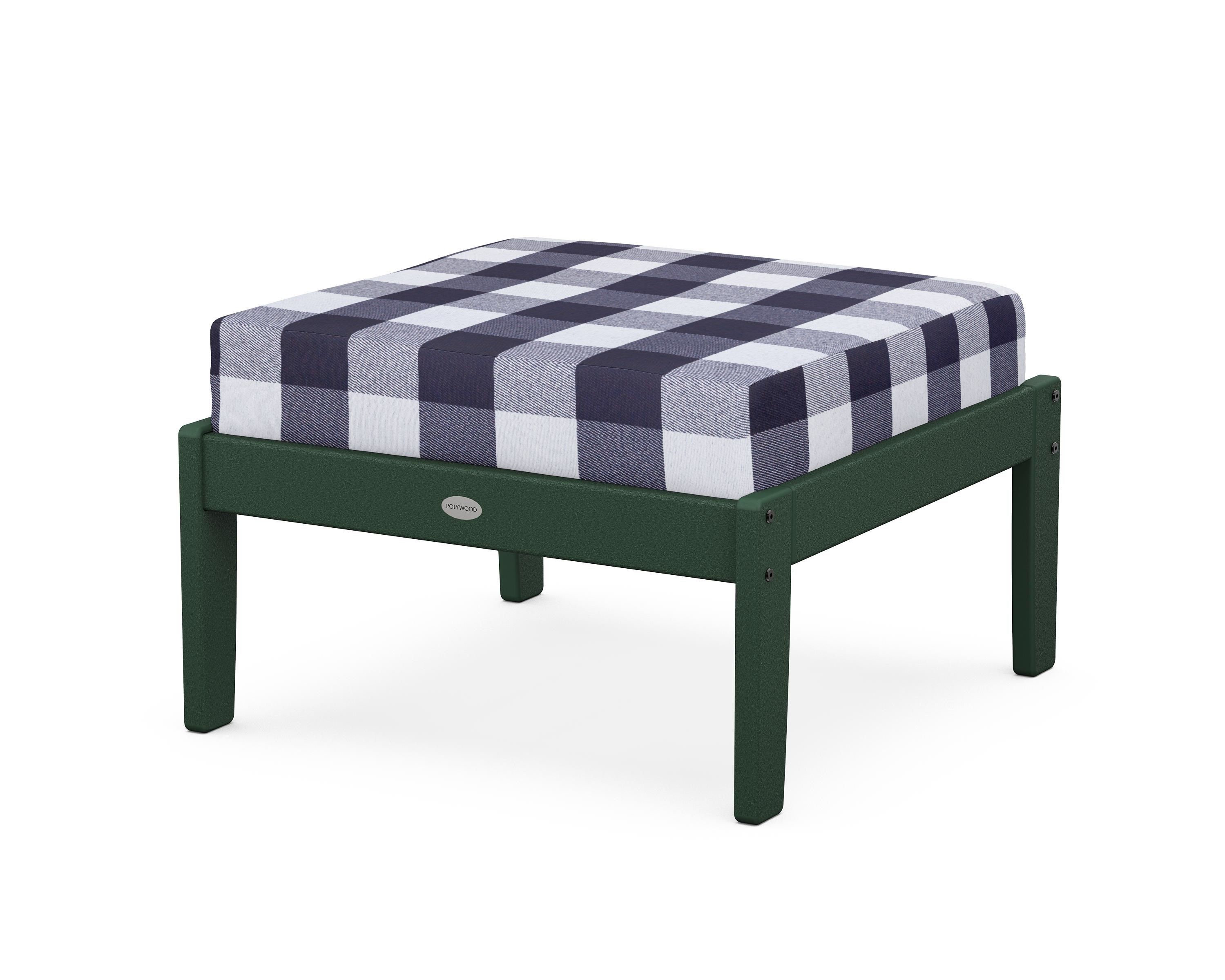 POLYWOOD® Braxton Deep Seating Ottoman in Green / Buffalo Plaid Navy
