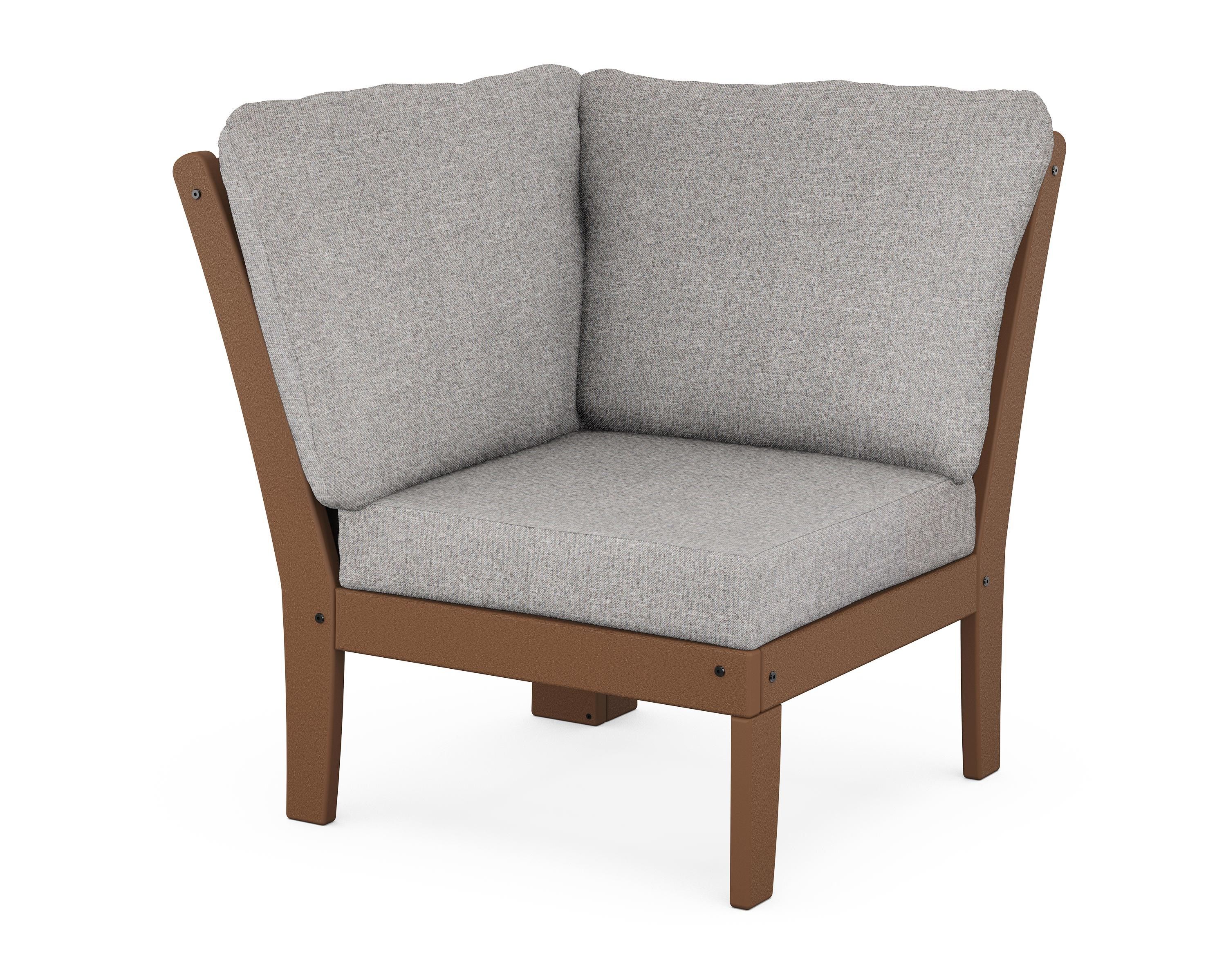 POLYWOOD® Braxton Modular Corner Chair in Teak / Grey Mist