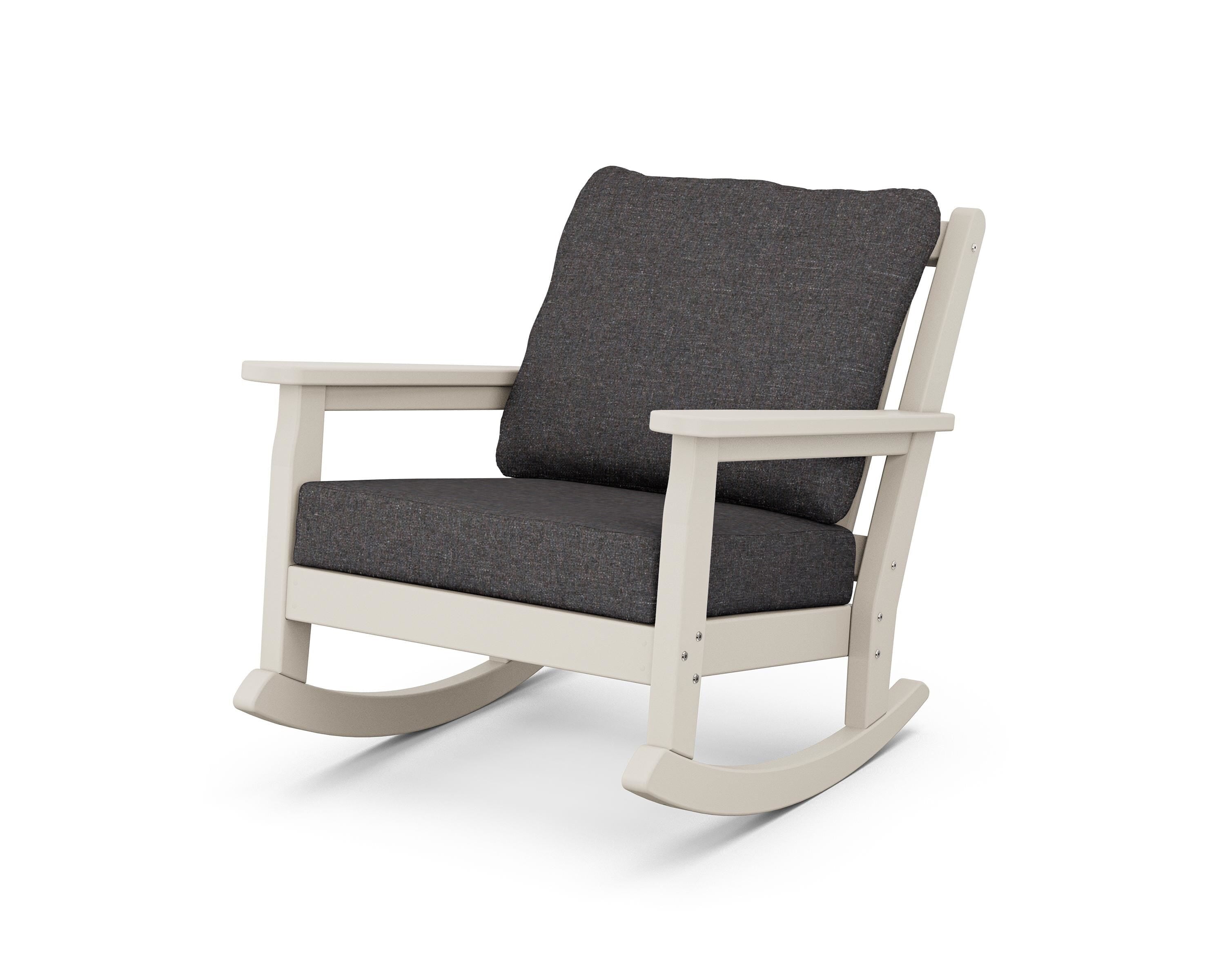 POLYWOOD® Chippendale Deep Seating Rocking Chair in Sand / Ash Charcoal