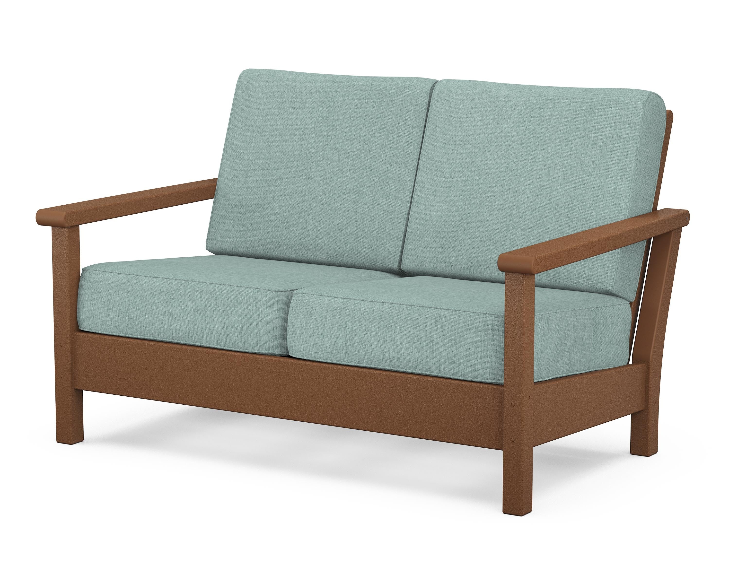 POLYWOOD® Harbour Deep Seating Loveseat in Teak / Glacier Spa