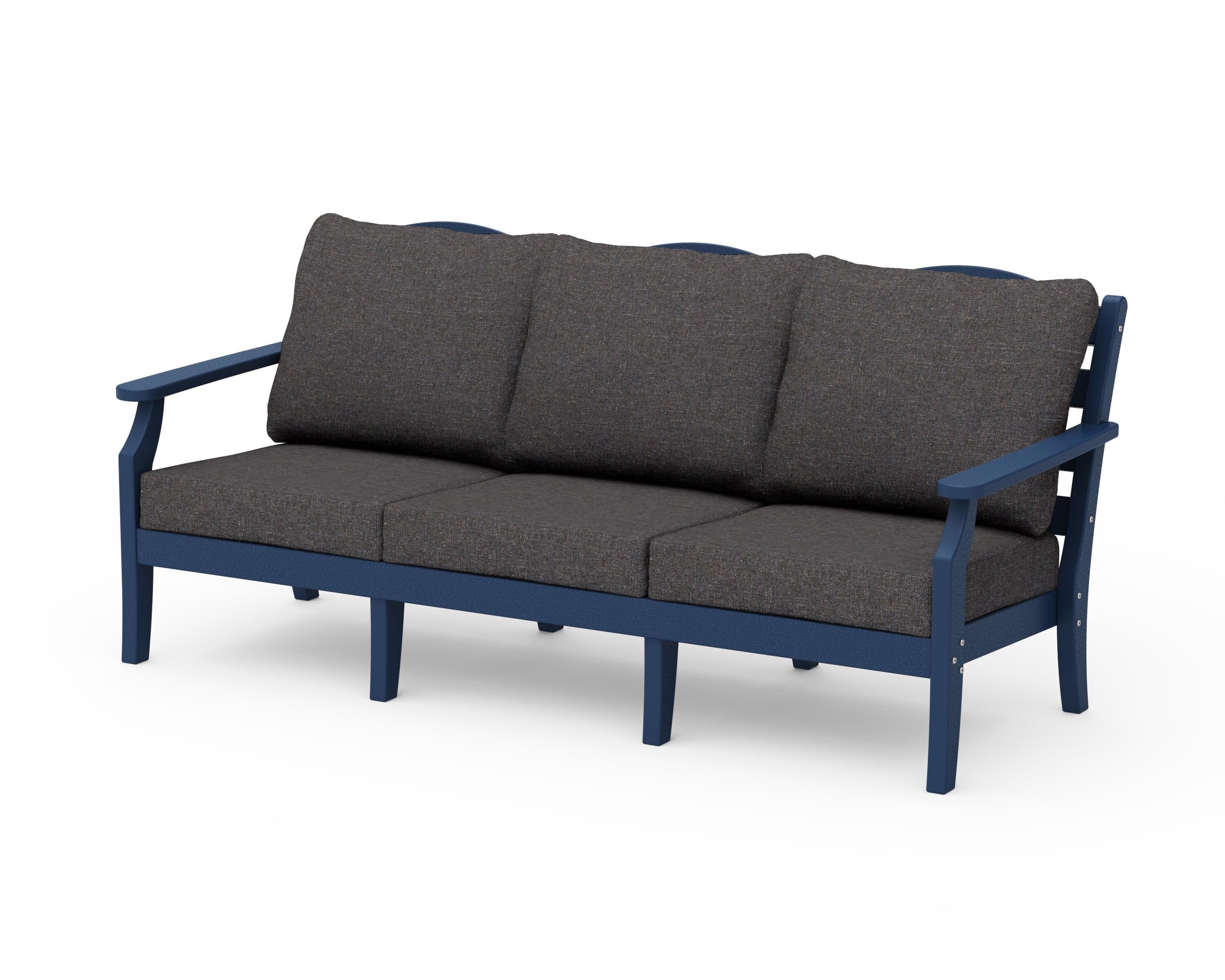 Draper James™ by POLYWOOD® Savannah Deep Seating Sofa in Navy / Ash Charcoal