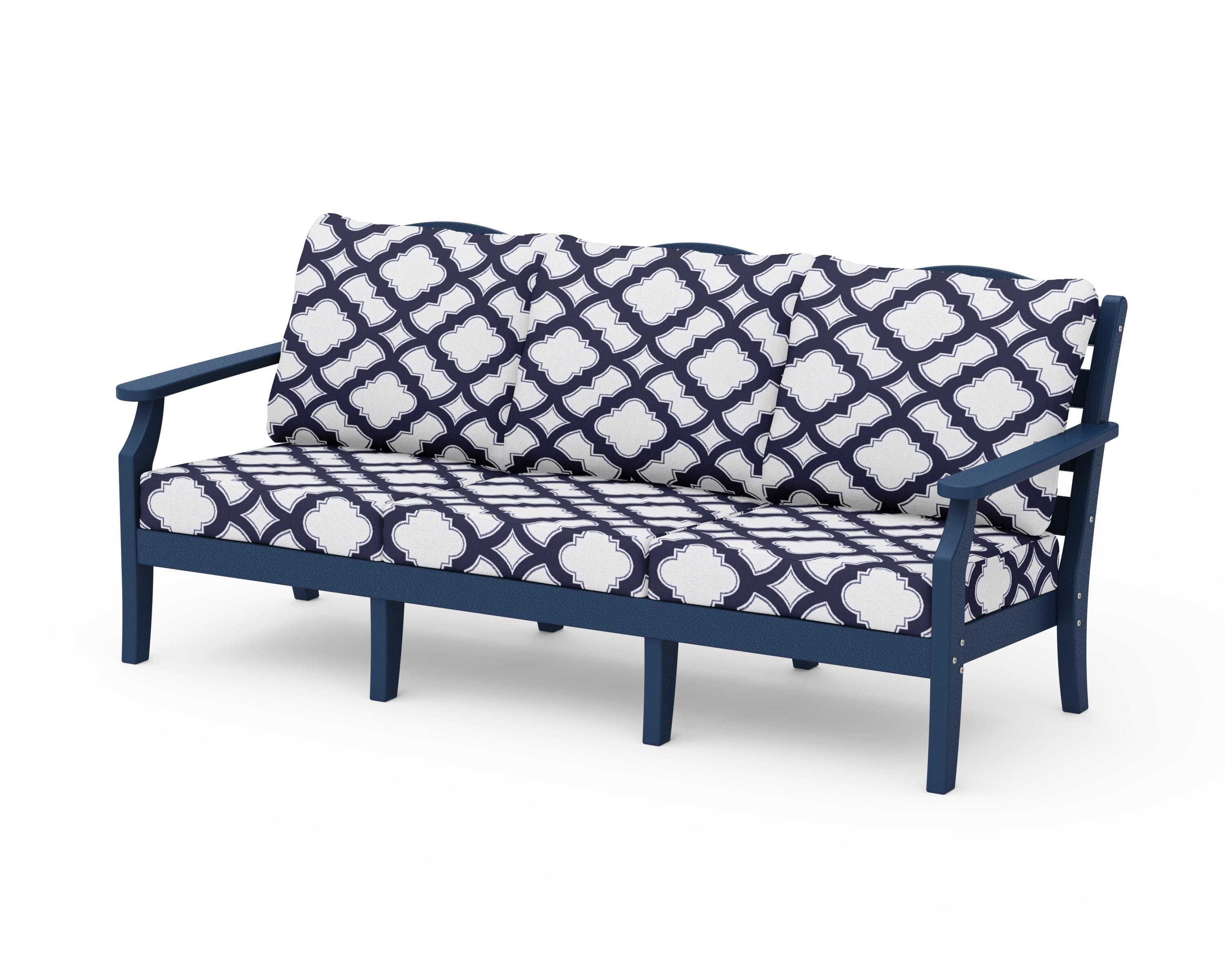 Draper James™ by POLYWOOD® Savannah Deep Seating Sofa in Navy / Trellis Navy