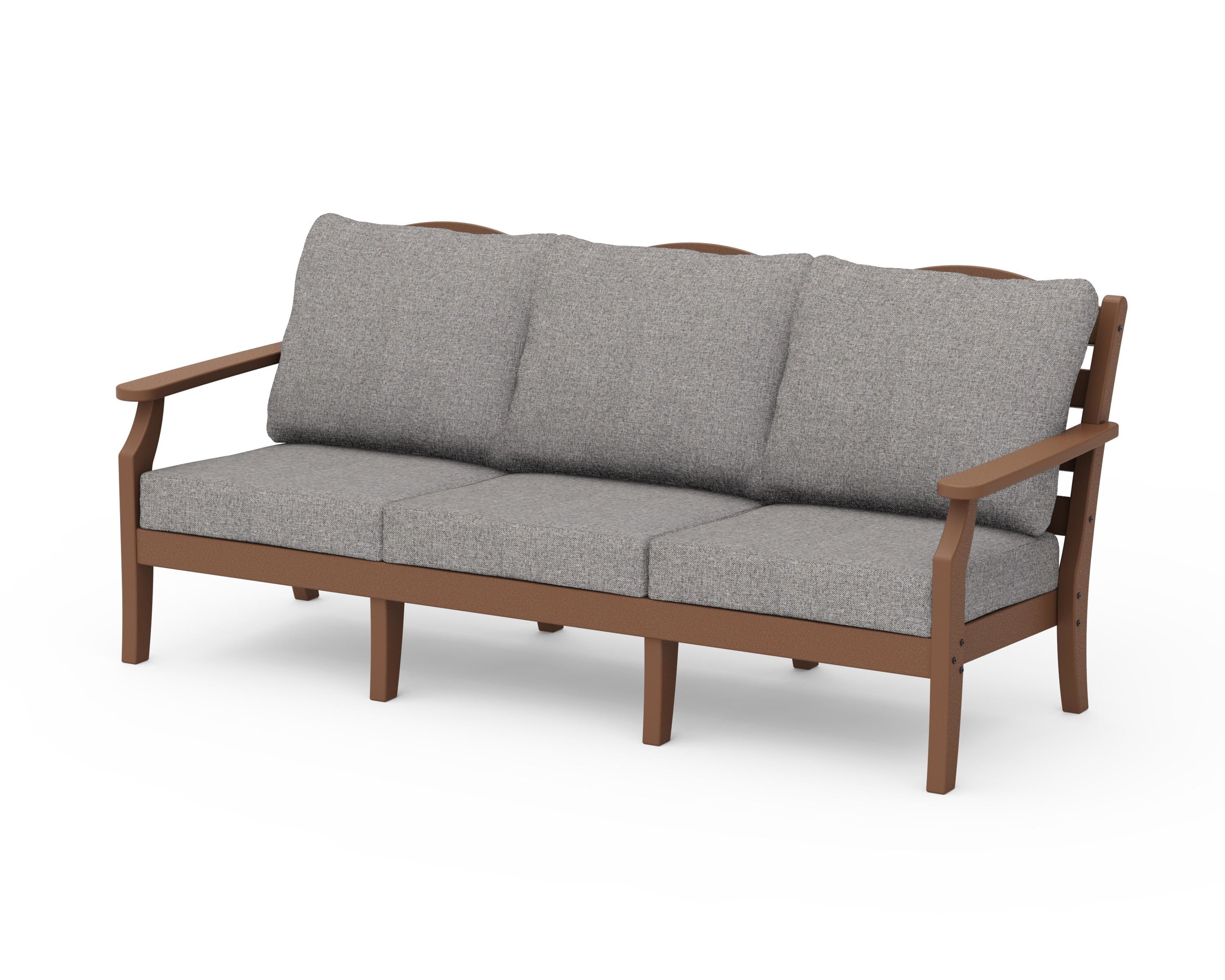Draper James™ by POLYWOOD® Savannah Deep Seating Sofa in Teak / Grey Mist