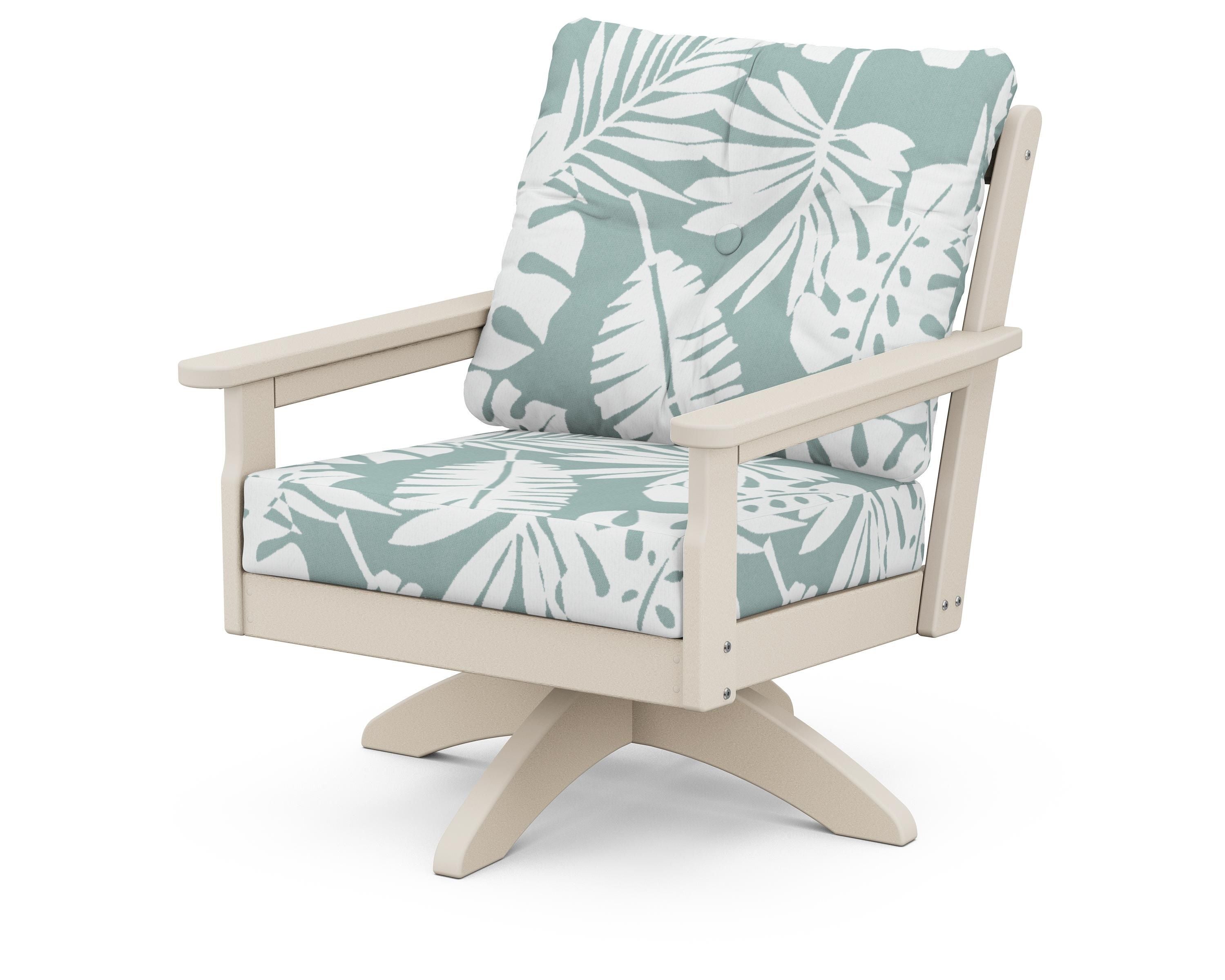 POLYWOOD® Vineyard Deep Seating Swivel Chair in Sand / Leaf Glacier Spa