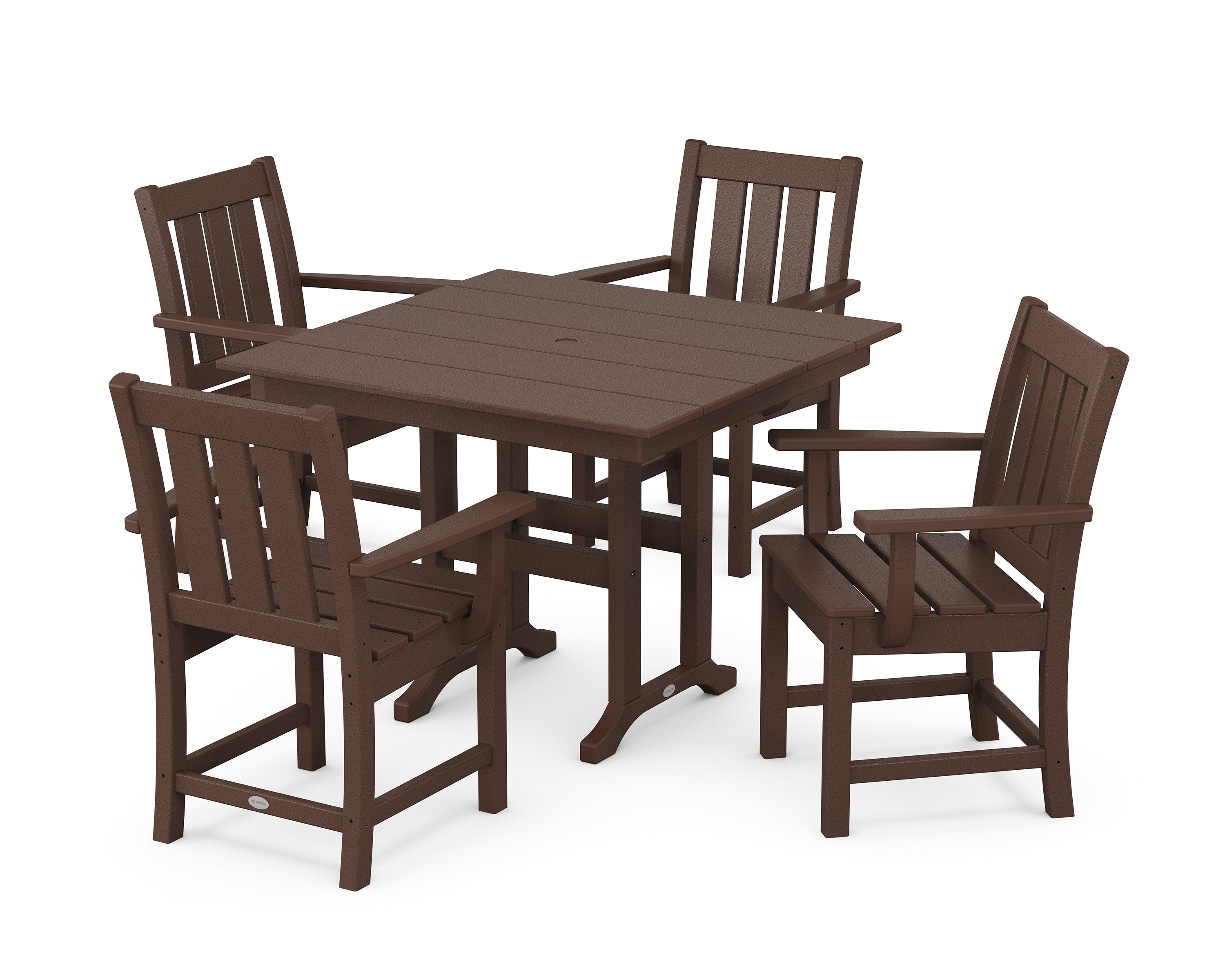 POLYWOOD® Oxford 5-Piece Farmhouse Dining Set in Mahogany