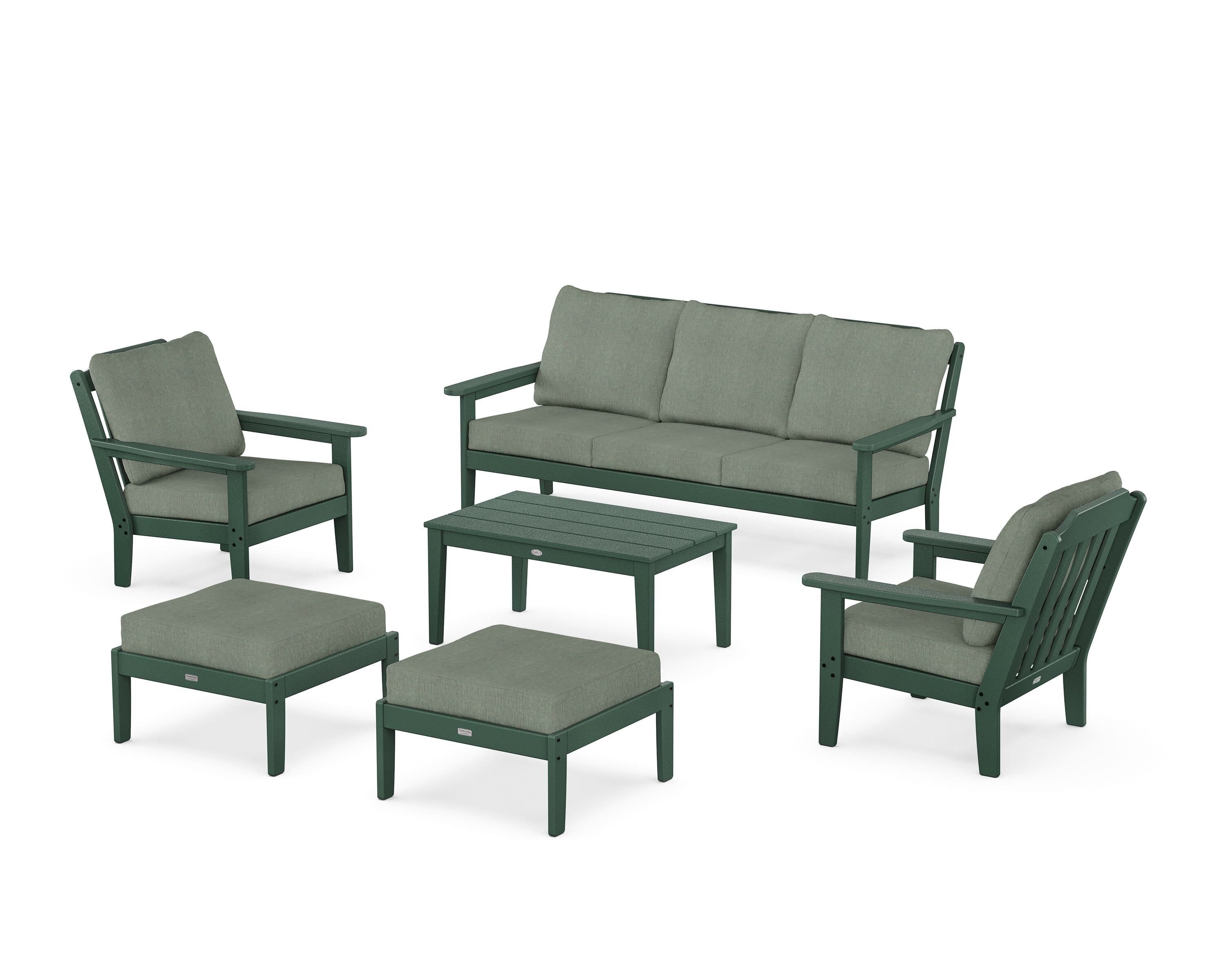 Country Living Cottage 6-Piece Lounge Sofa Set in Green / Cast Sage