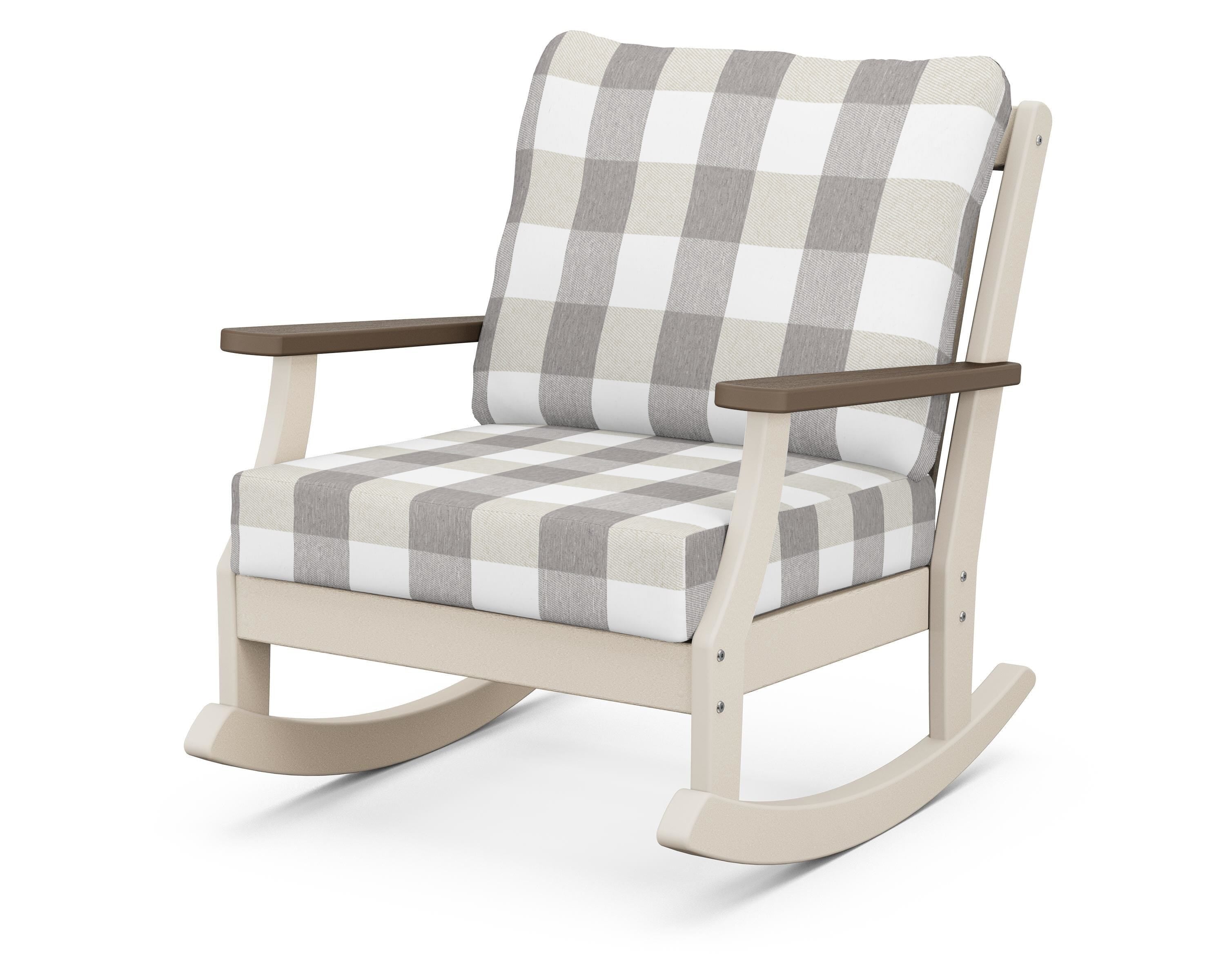 POLYWOOD® Braxton Deep Seating Rocking Chair in Sand / Kona / Buffalo Plaid Grey Mist