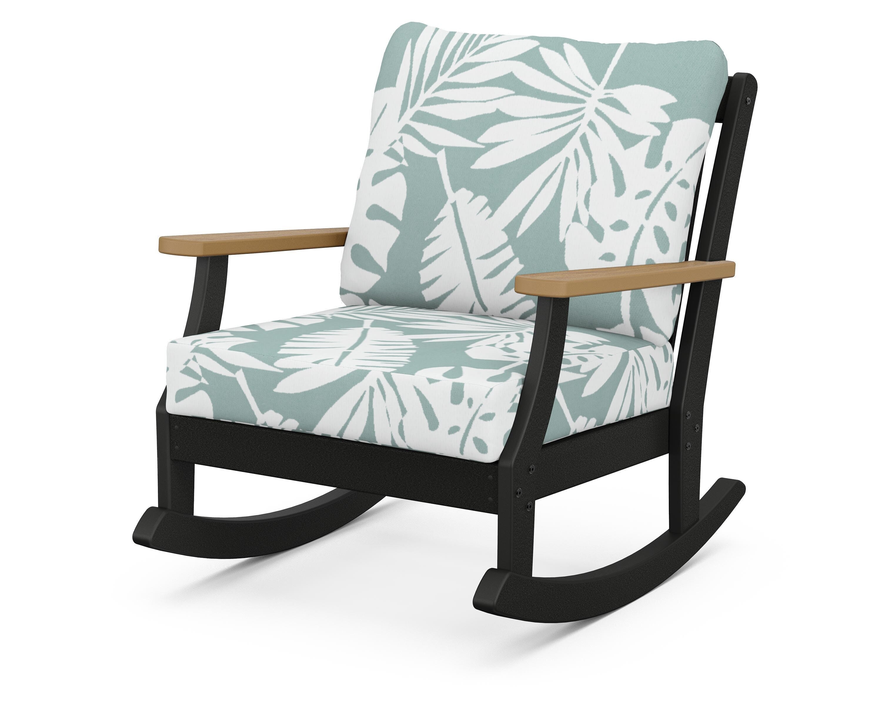 POLYWOOD® Braxton Deep Seating Rocking Chair in Black / Natural / Leaf Glacier Spa
