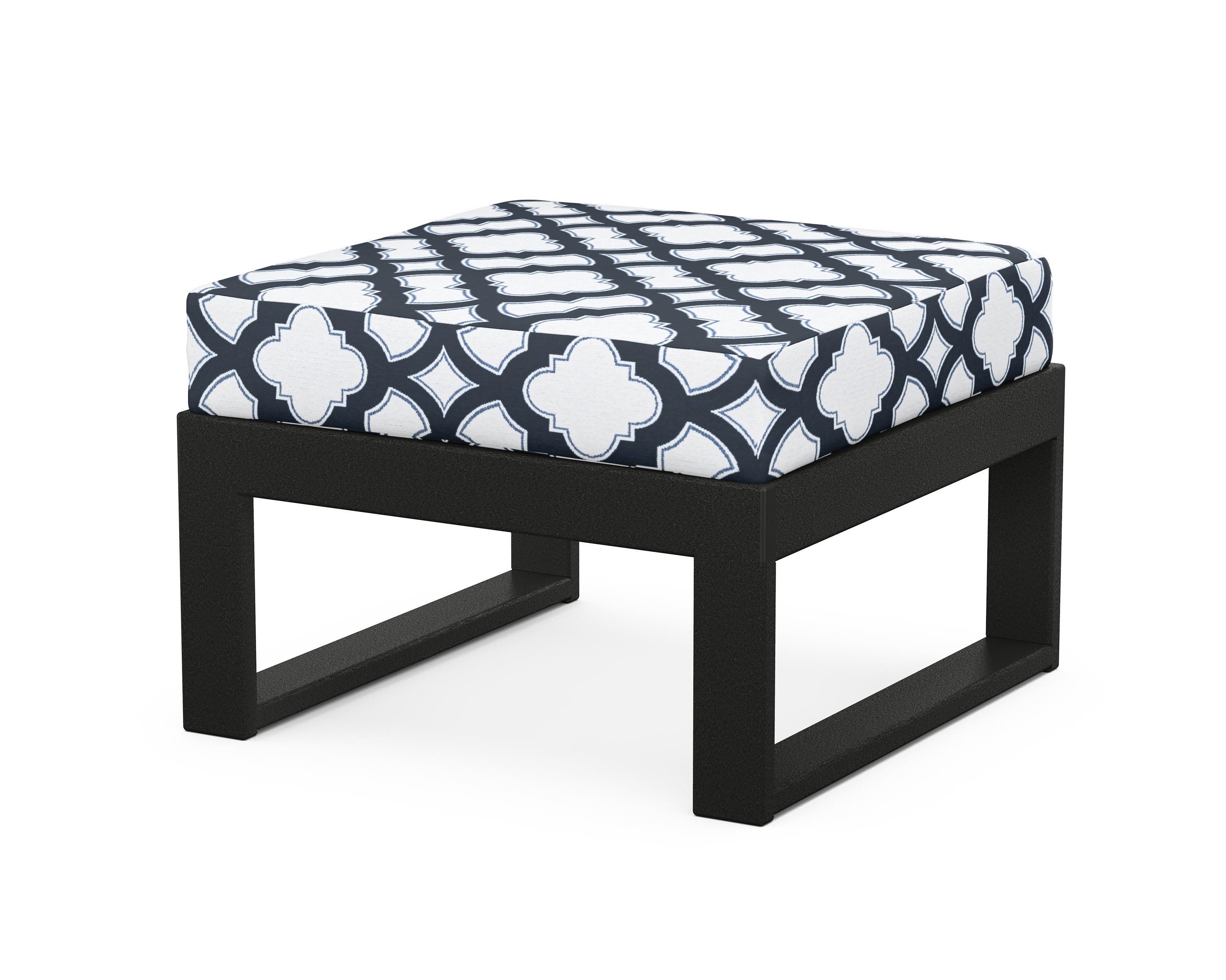 Unbranded Modular Ottoman - Modern in Black / Trellis Marine Indigo