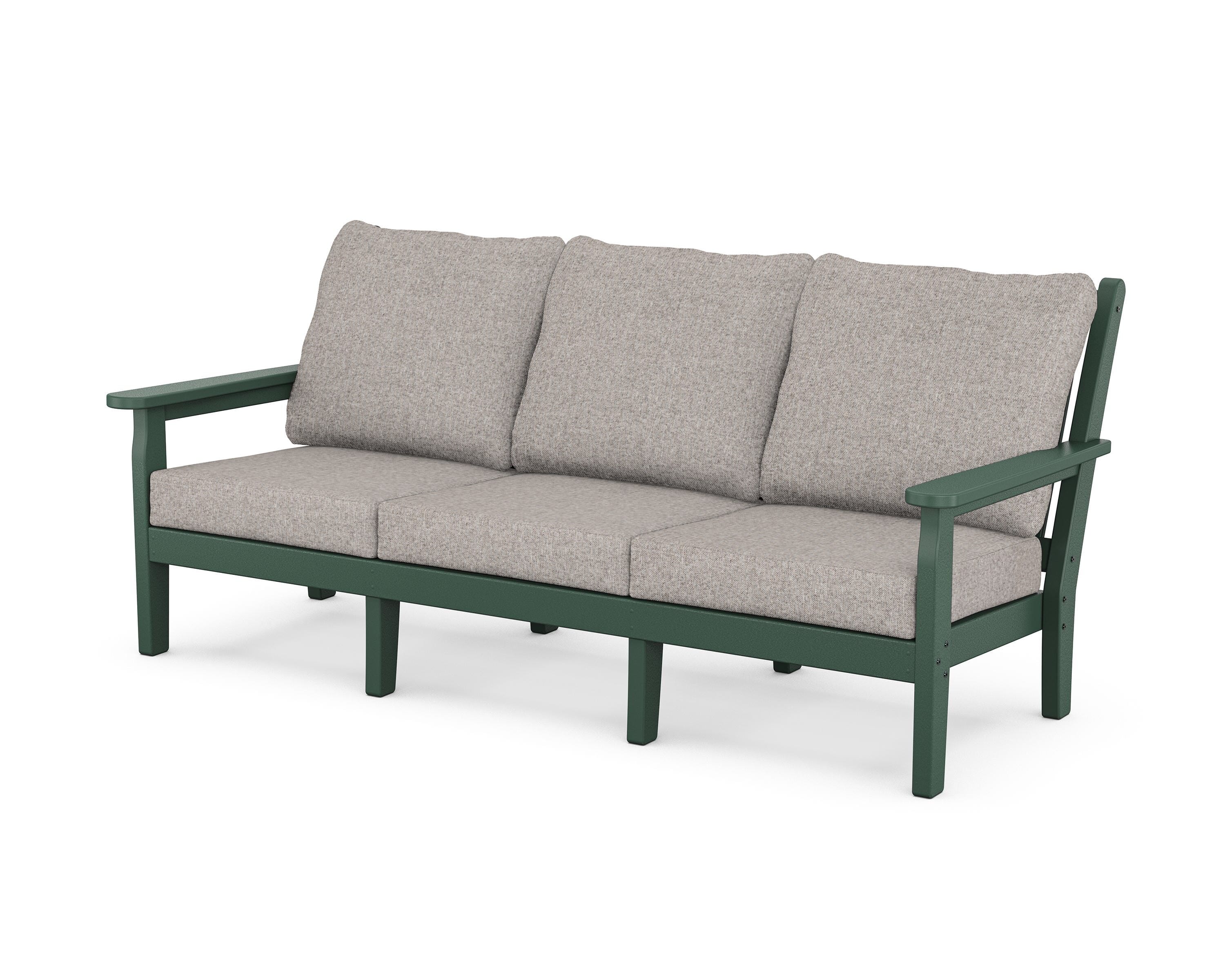 POLYWOOD® Chippendale Deep Seating Sofa in Green / Weathered Tweed