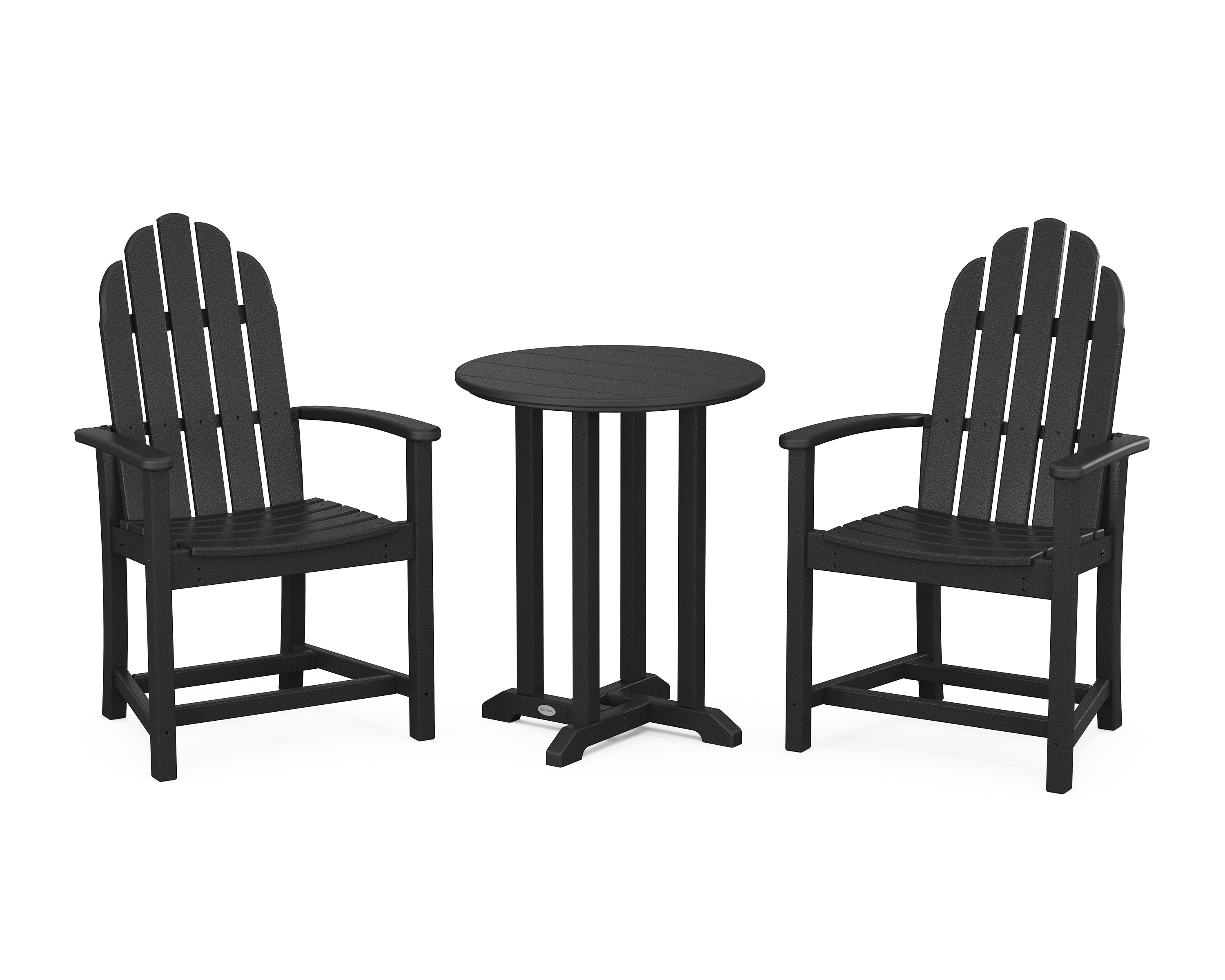 POLYWOOD® Classic Adirondack 3-Piece Round Bistro Dining Set in Black