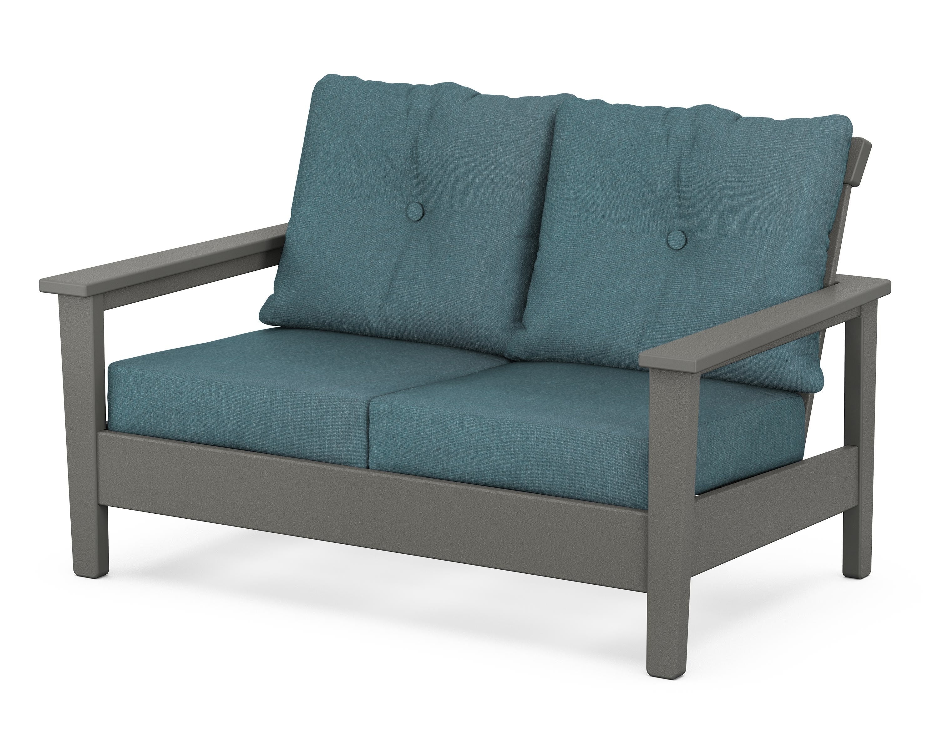 POLYWOOD® Prescott Deep Seating Loveseat in Slate Grey / Ocean Teal