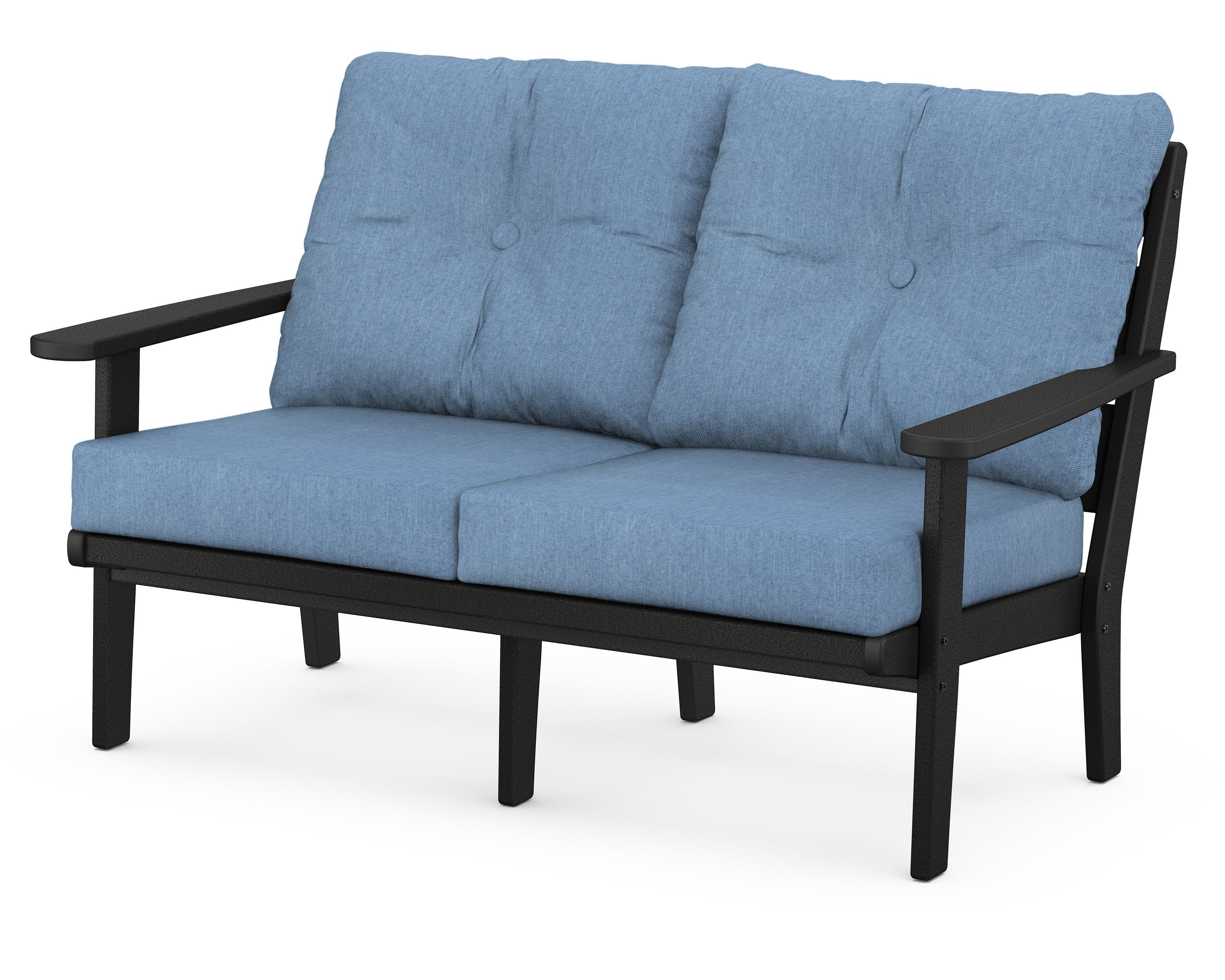 POLYWOOD® Lakeside Deep Seating Loveseat in Black / Sky Blue