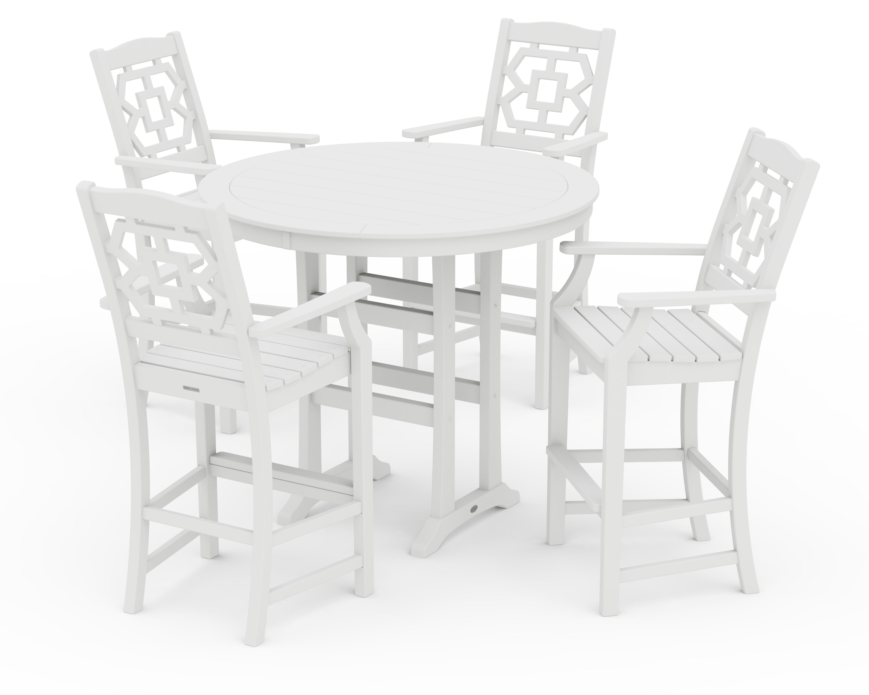 Martha Stewart by POLYWOOD® Chinoiserie 5-Piece Round Bar Set in White