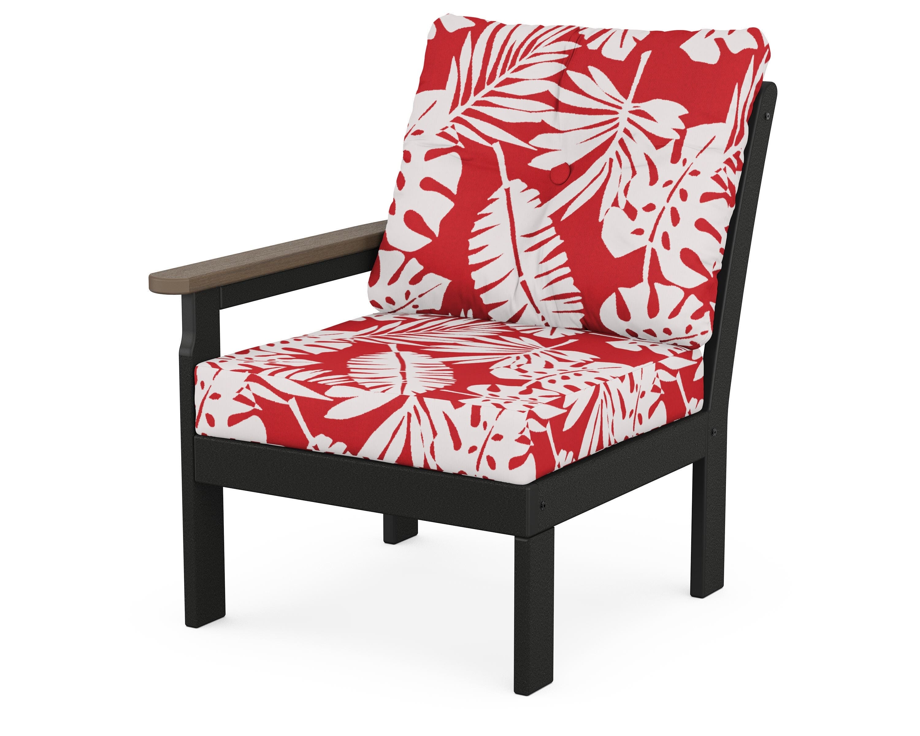 POLYWOOD® Vineyard Modular Left Arm Chair in Black / Kona / Leaf Crimson