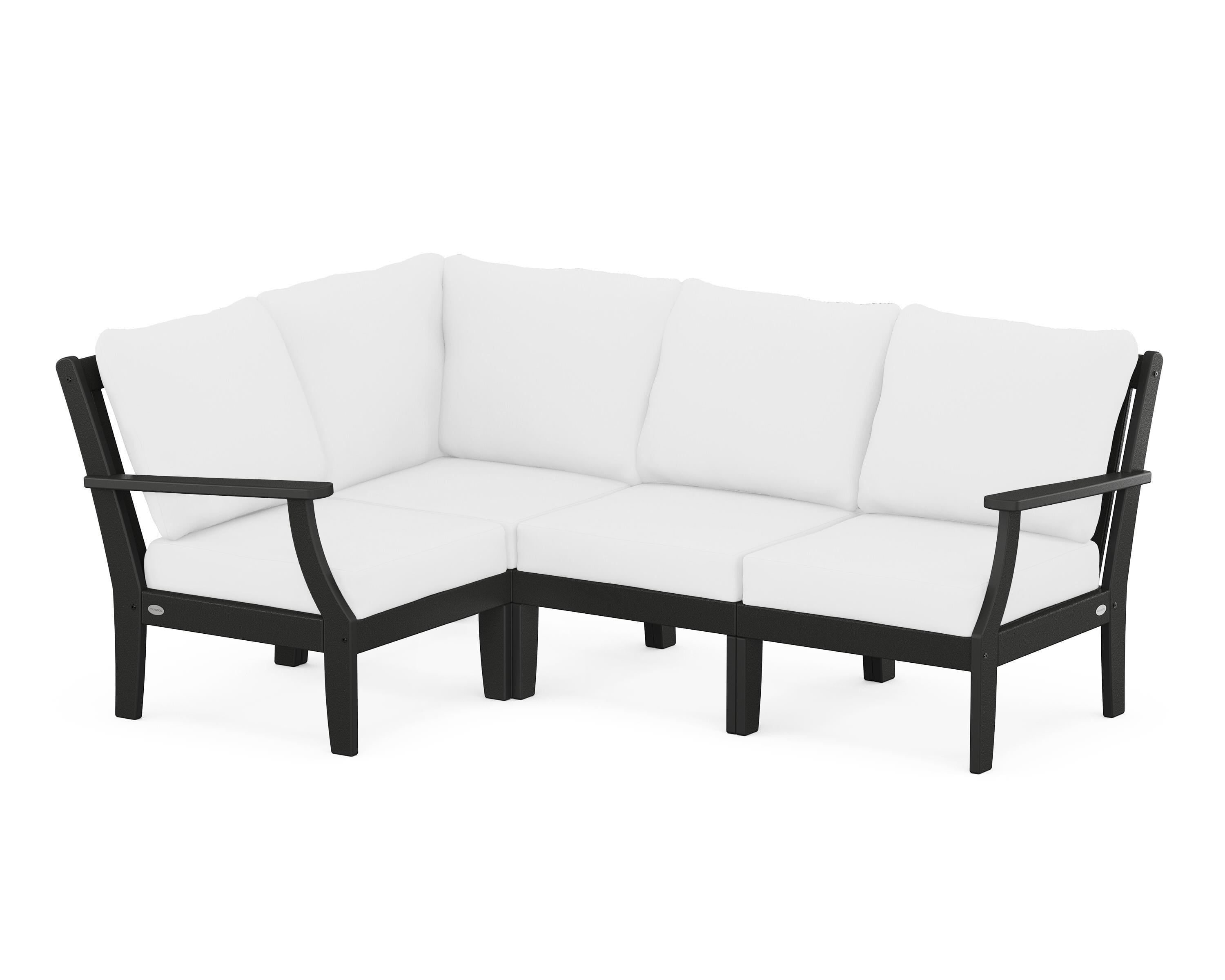 POLYWOOD® Braxton Modular 4-Piece Deep Seating Set in Black / Natural